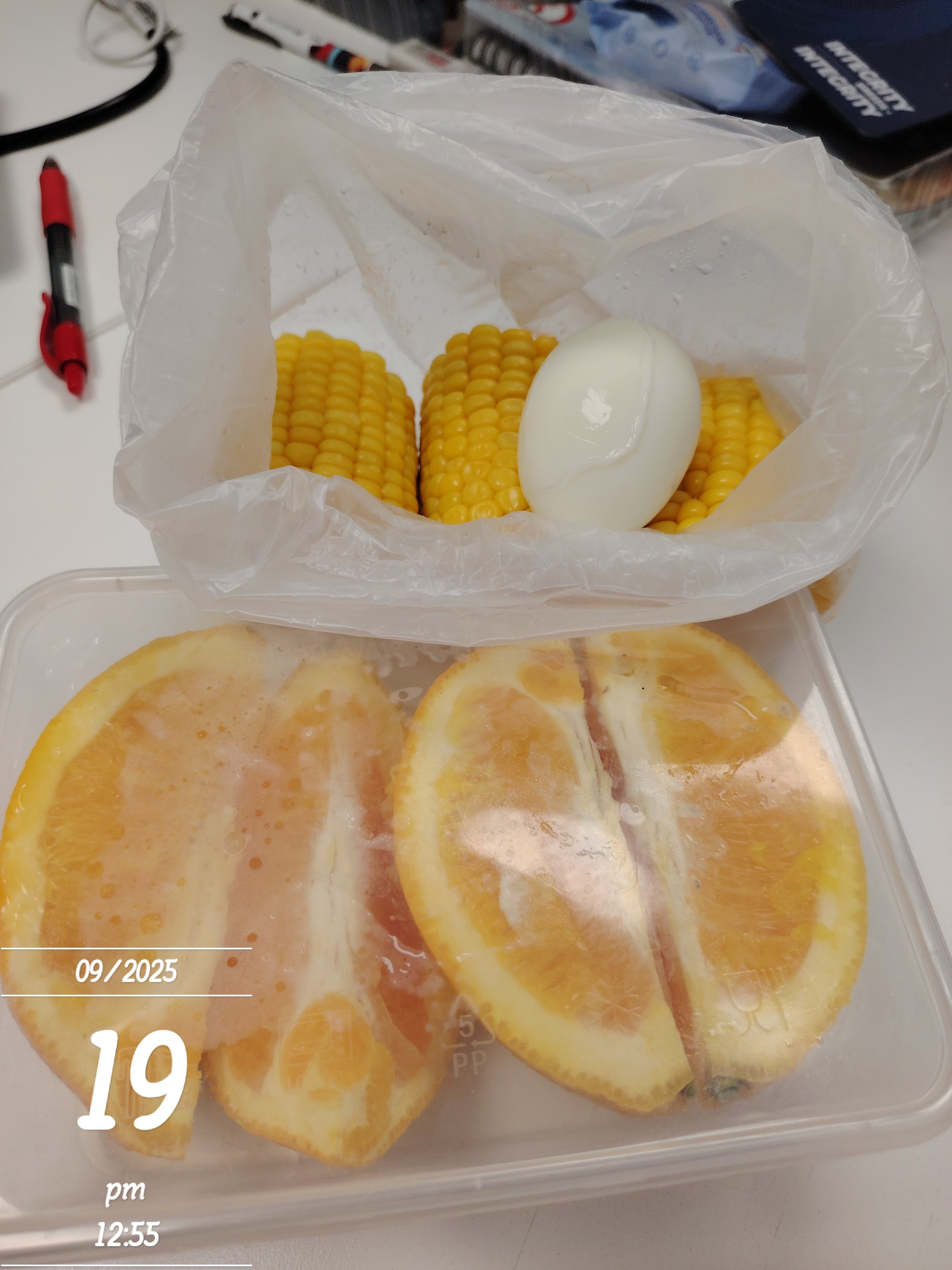 Egg, Corn, and Orange Snack