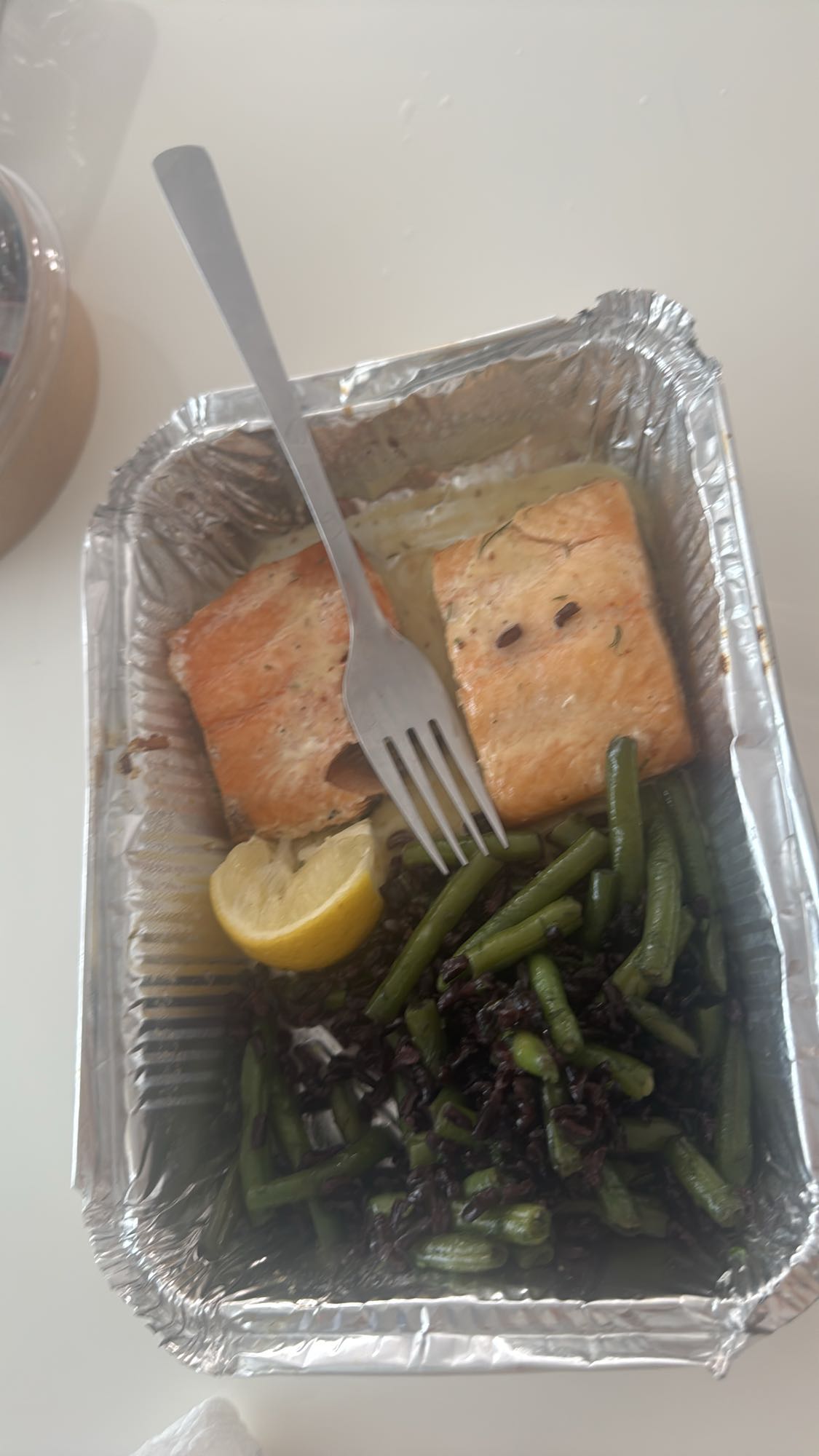 Salmon with black rice & beans