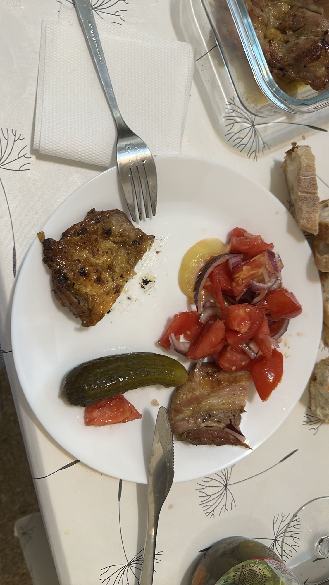 Grilled pork with salad