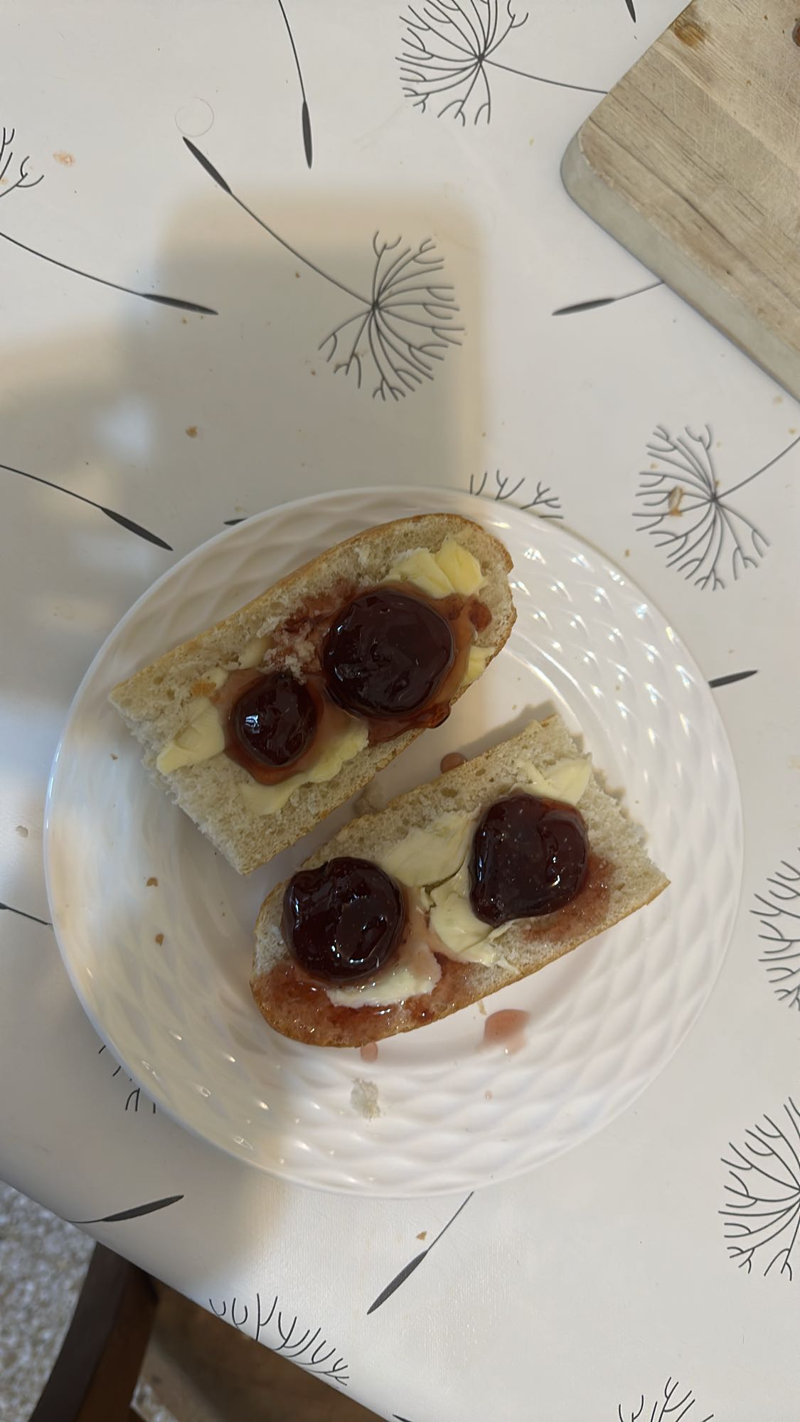 Cherry jam butter bread
