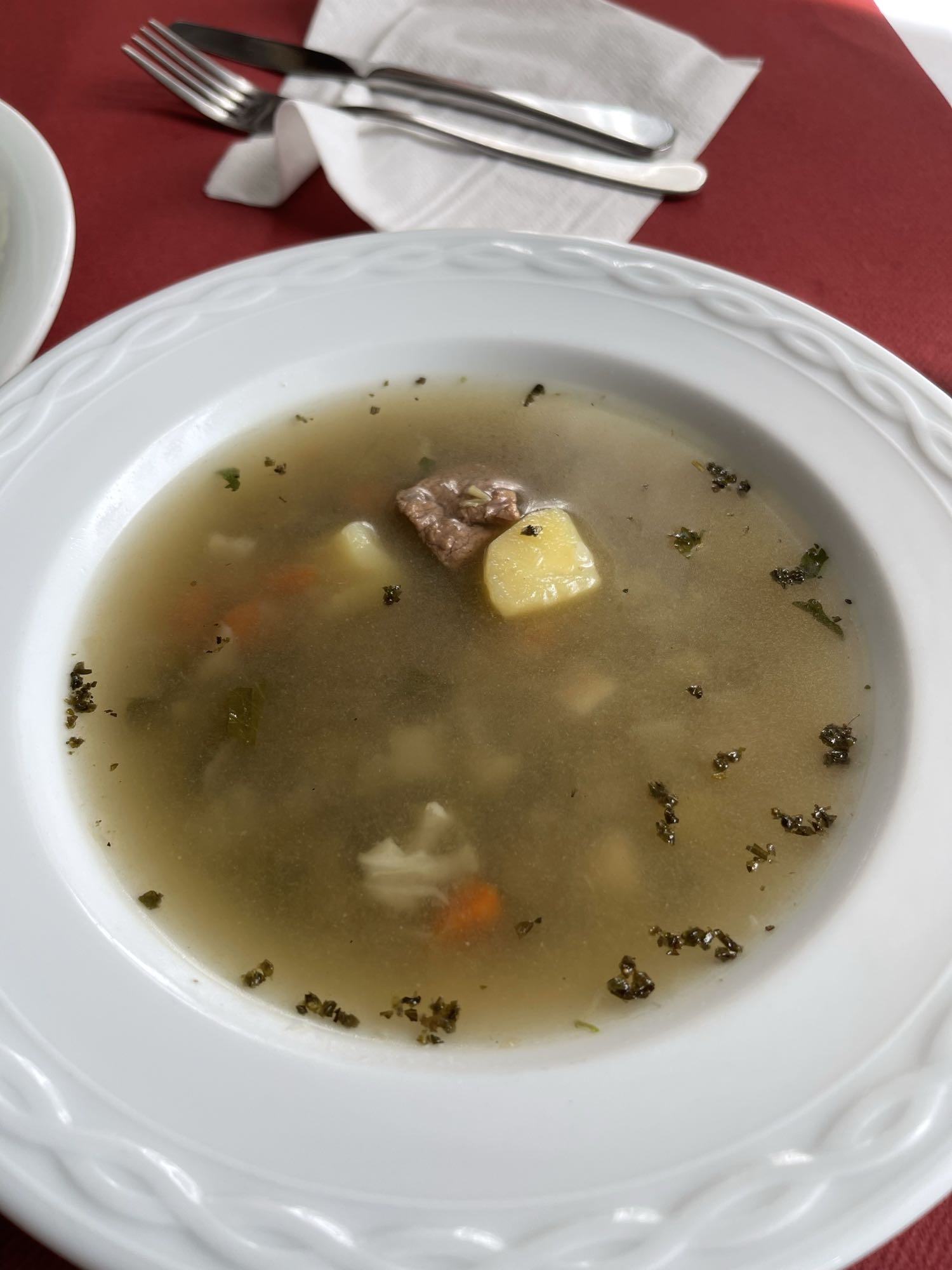 Gemüsesuppe mit Rindfleisch