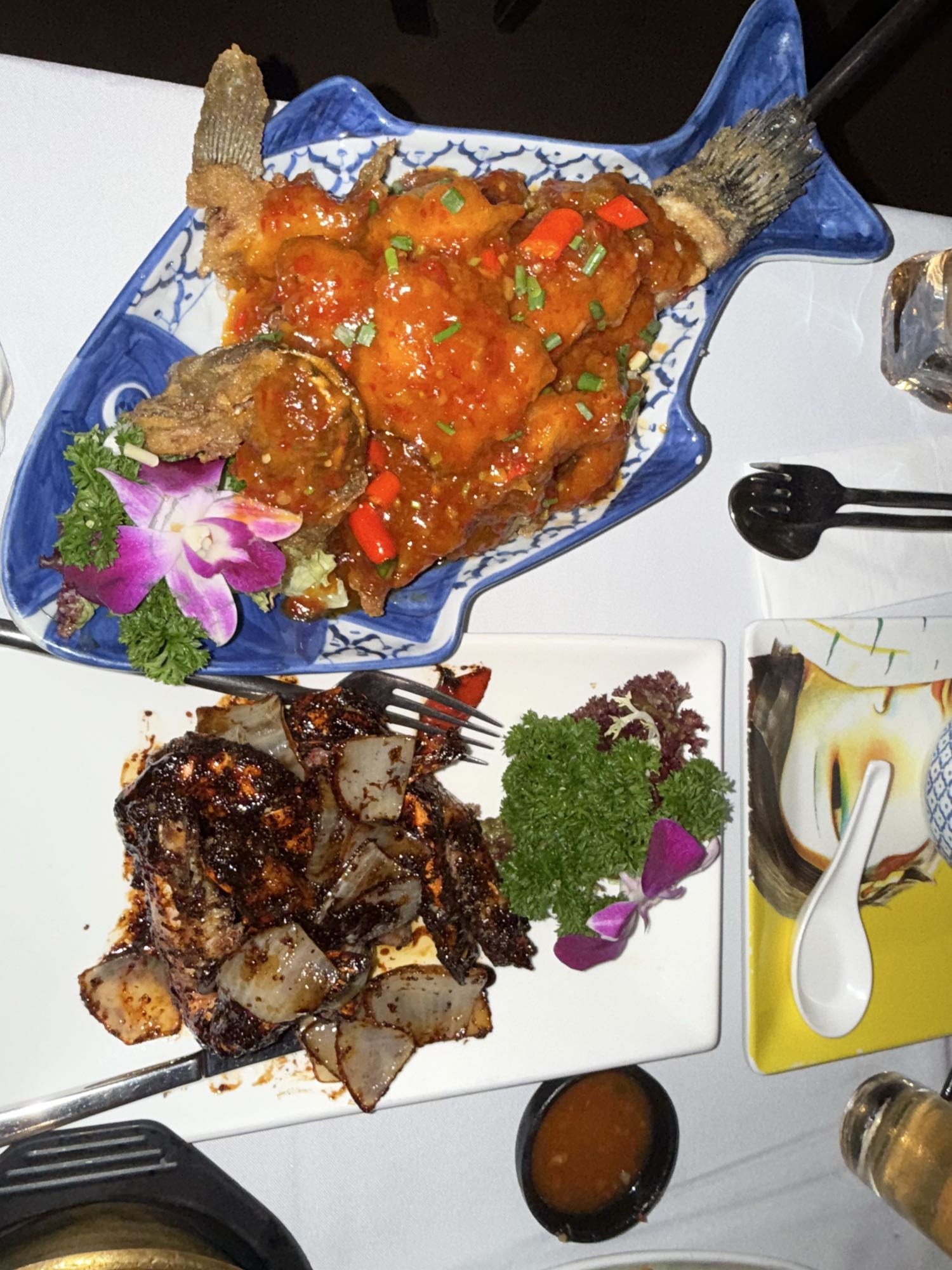 Sweet & Spicy Fish and Grilled Chicken