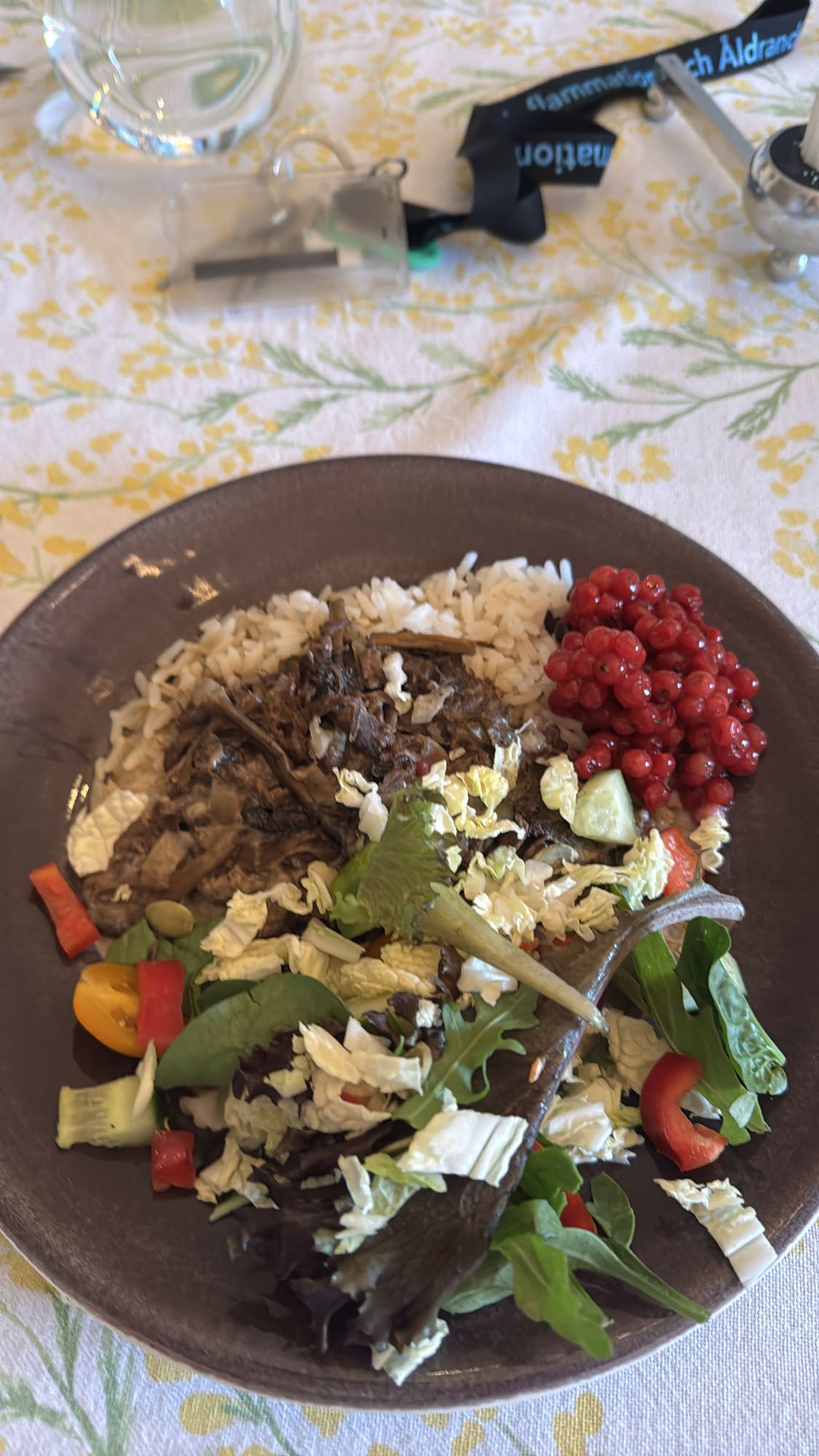Ris med kött och sallad