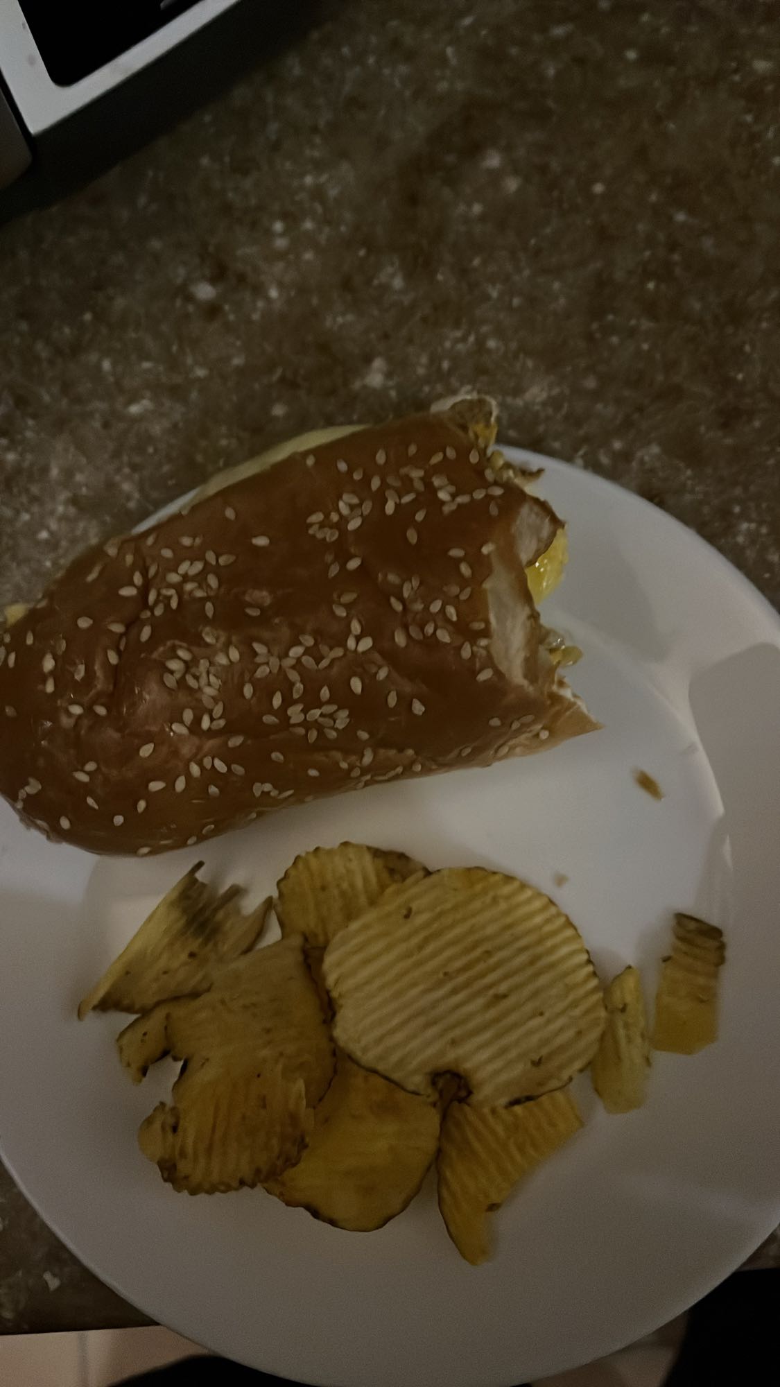 Burger and chips plate