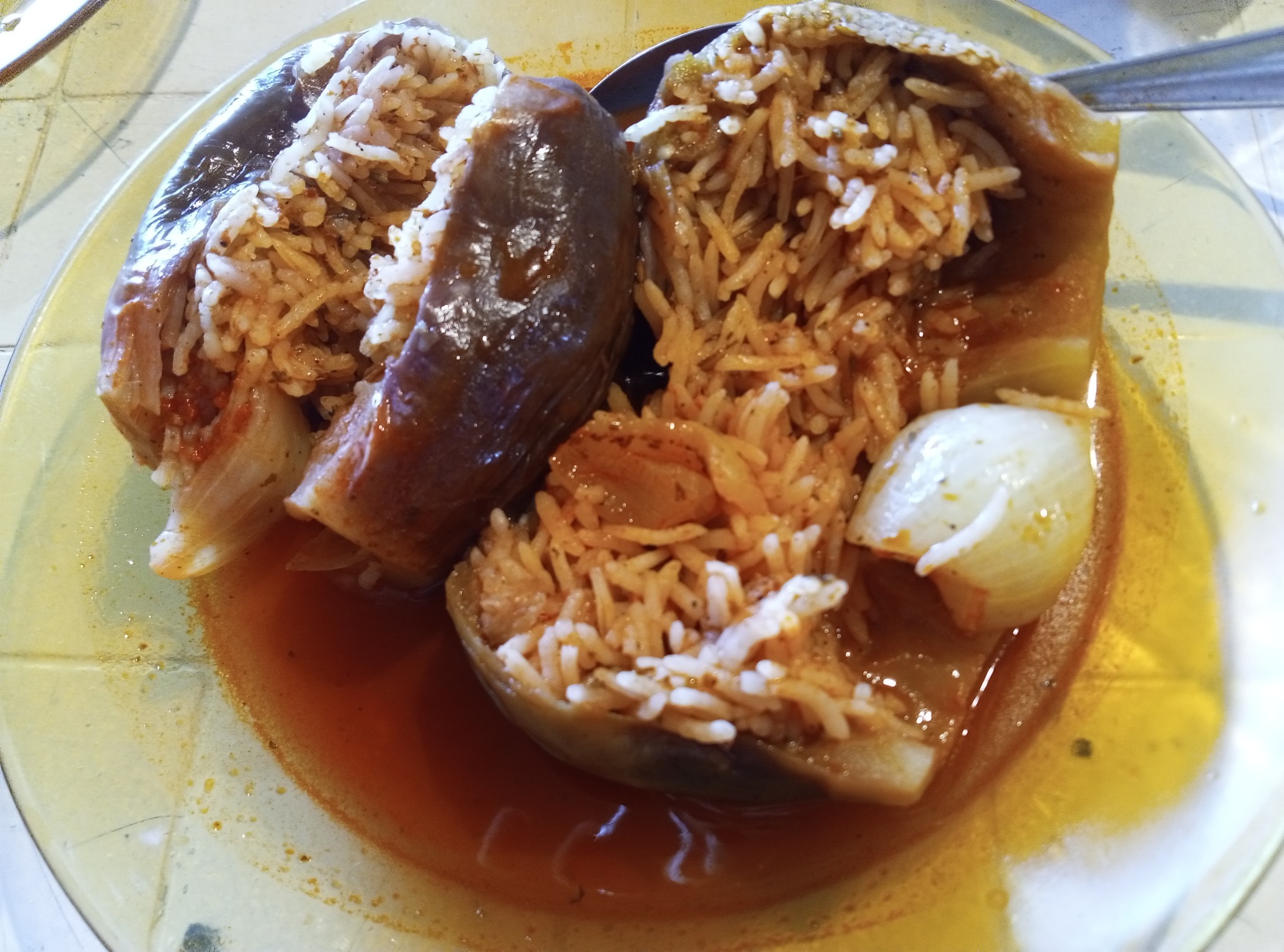 Stuffed Eggplant with Rice