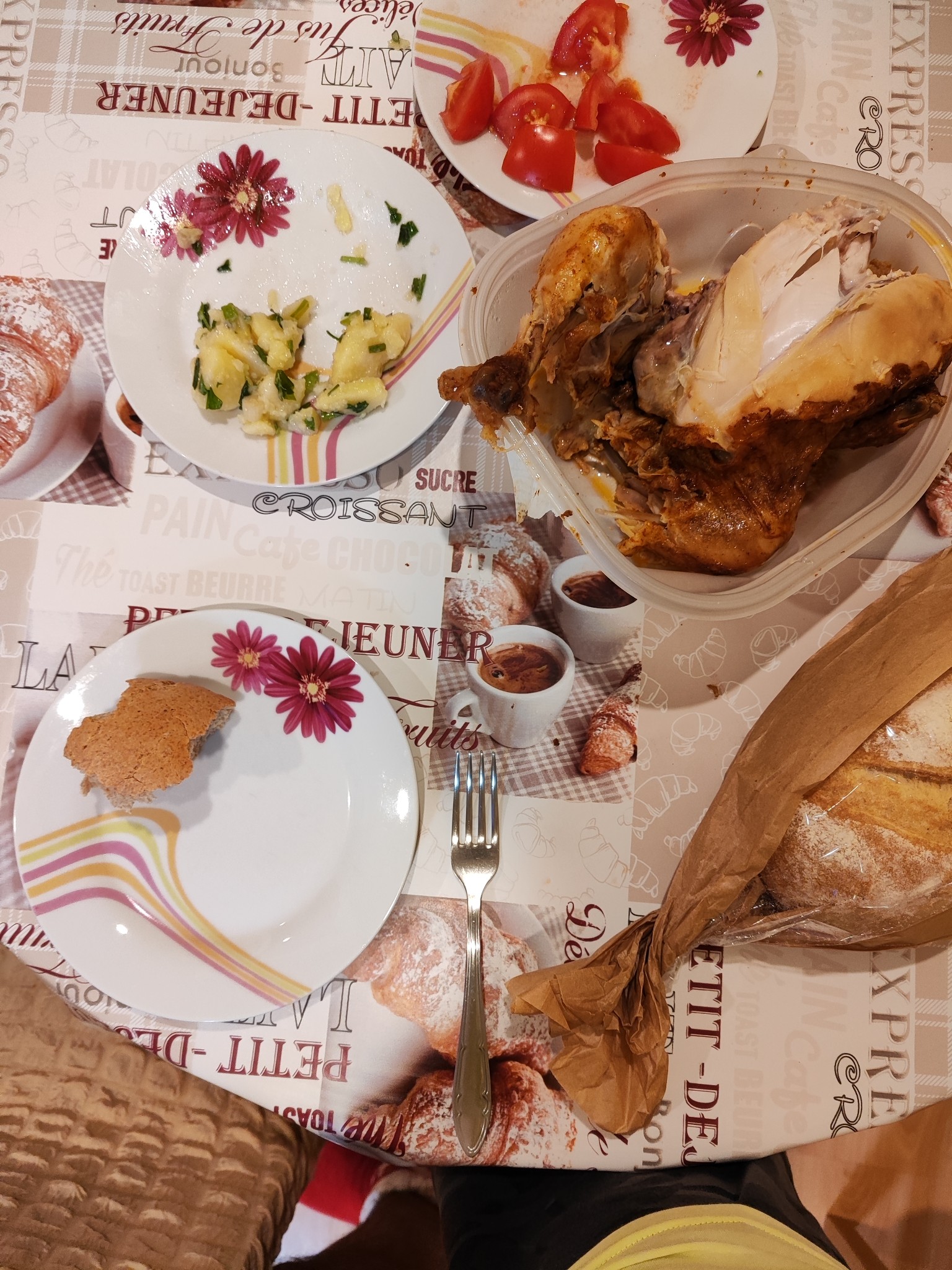 Roast chicken with bread