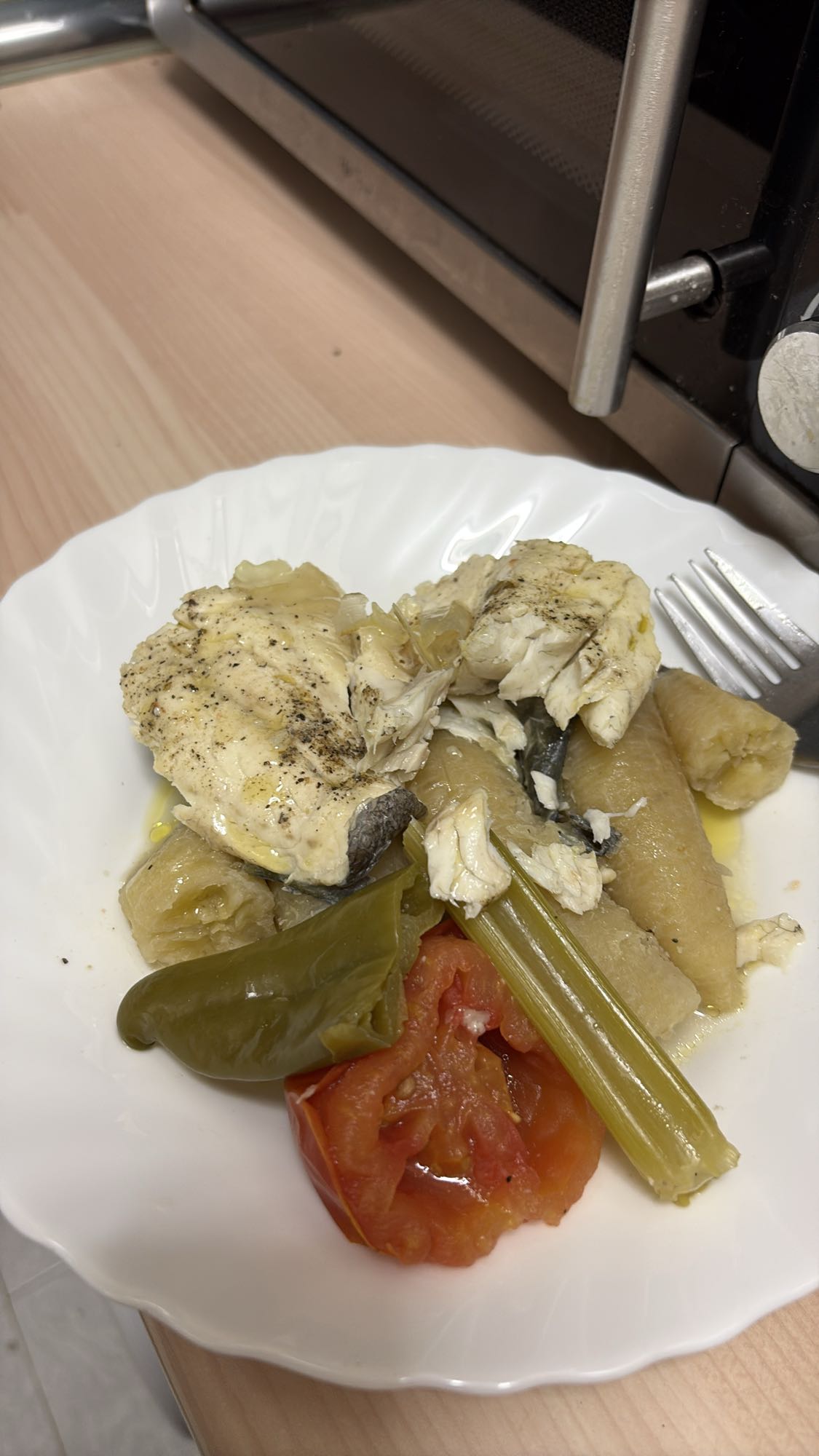 Pescado con vegetales