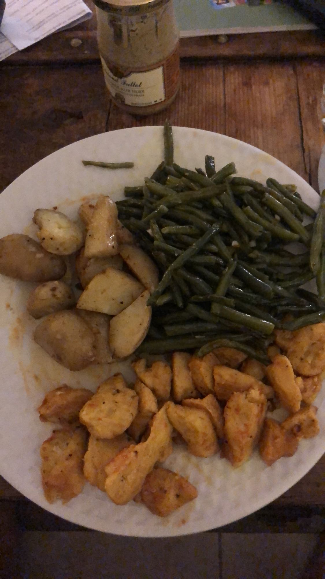 Poulet, haricots verts, pommes de terre