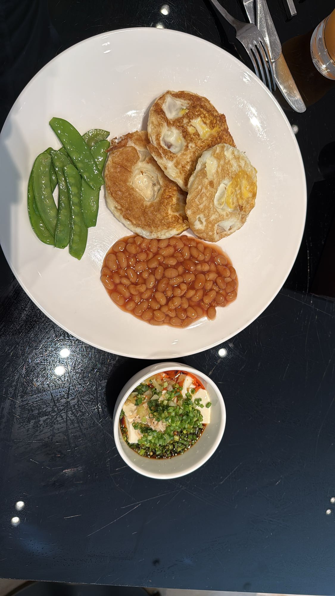 Eggs, beans, tofu & greens