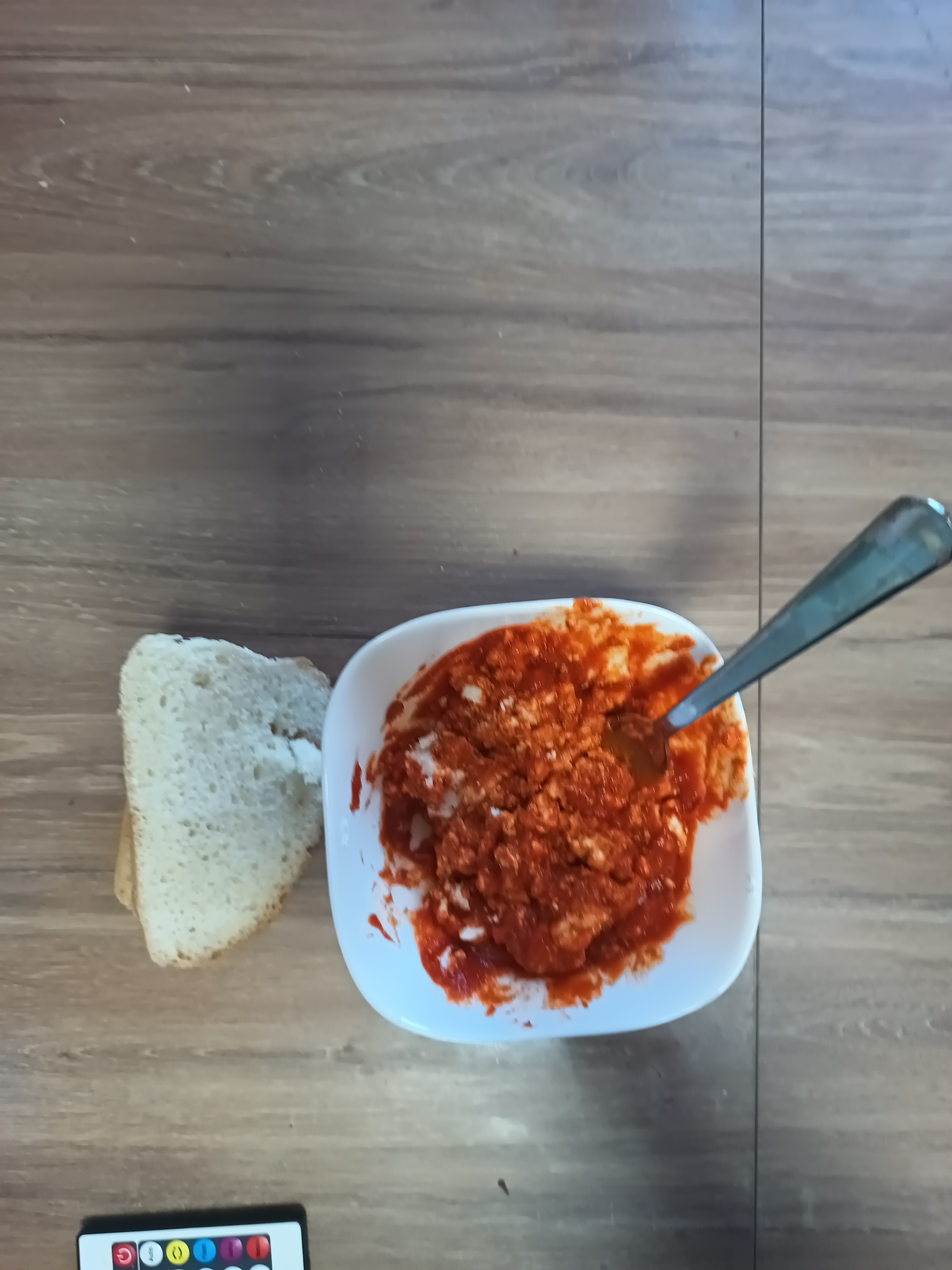 Rice with tomato sauce and bread