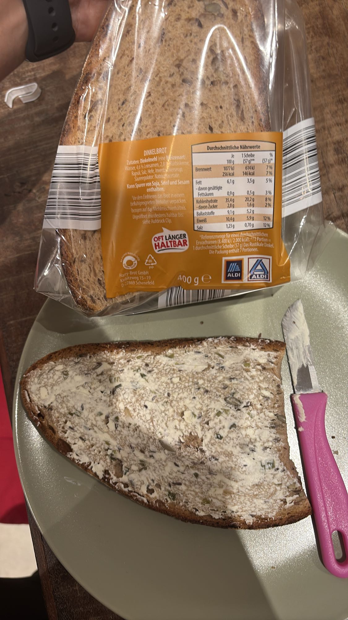 Spelt bread with spread