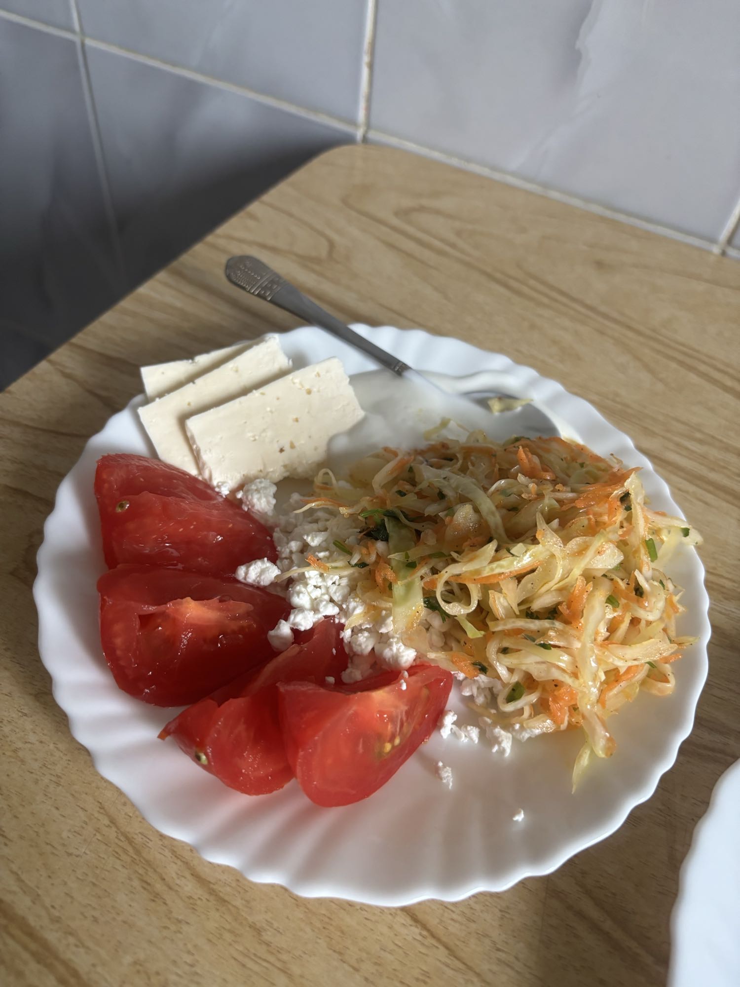 Овощи с творогом и тофу