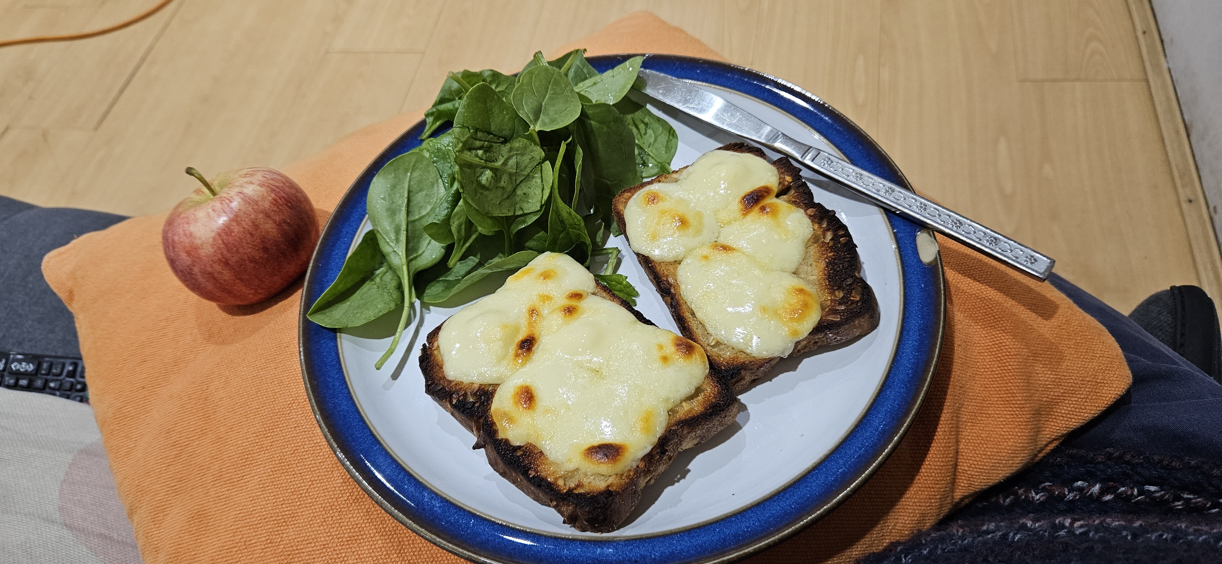 Cheese toast with greens