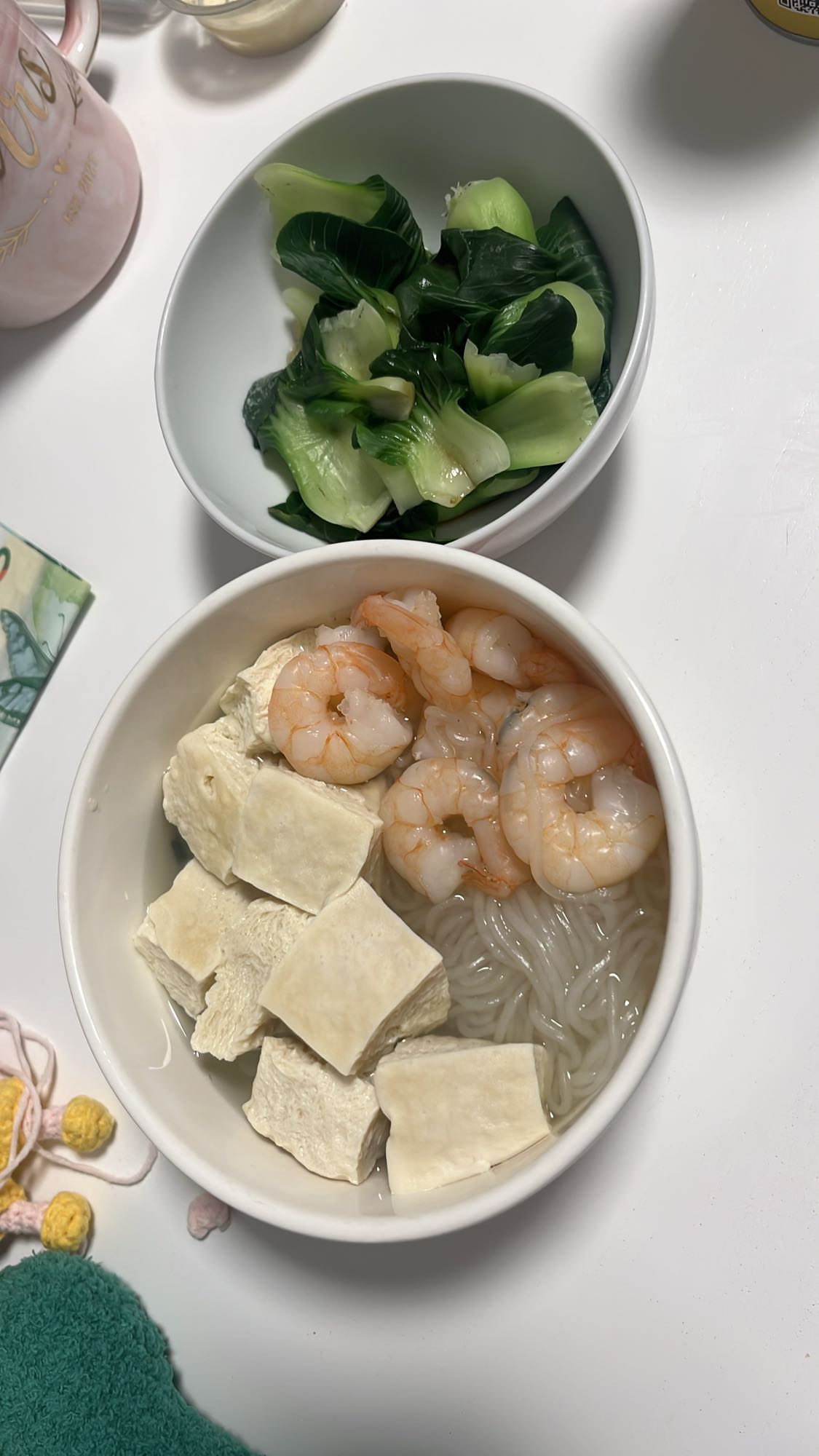 Shrimp tofu noodle bowl