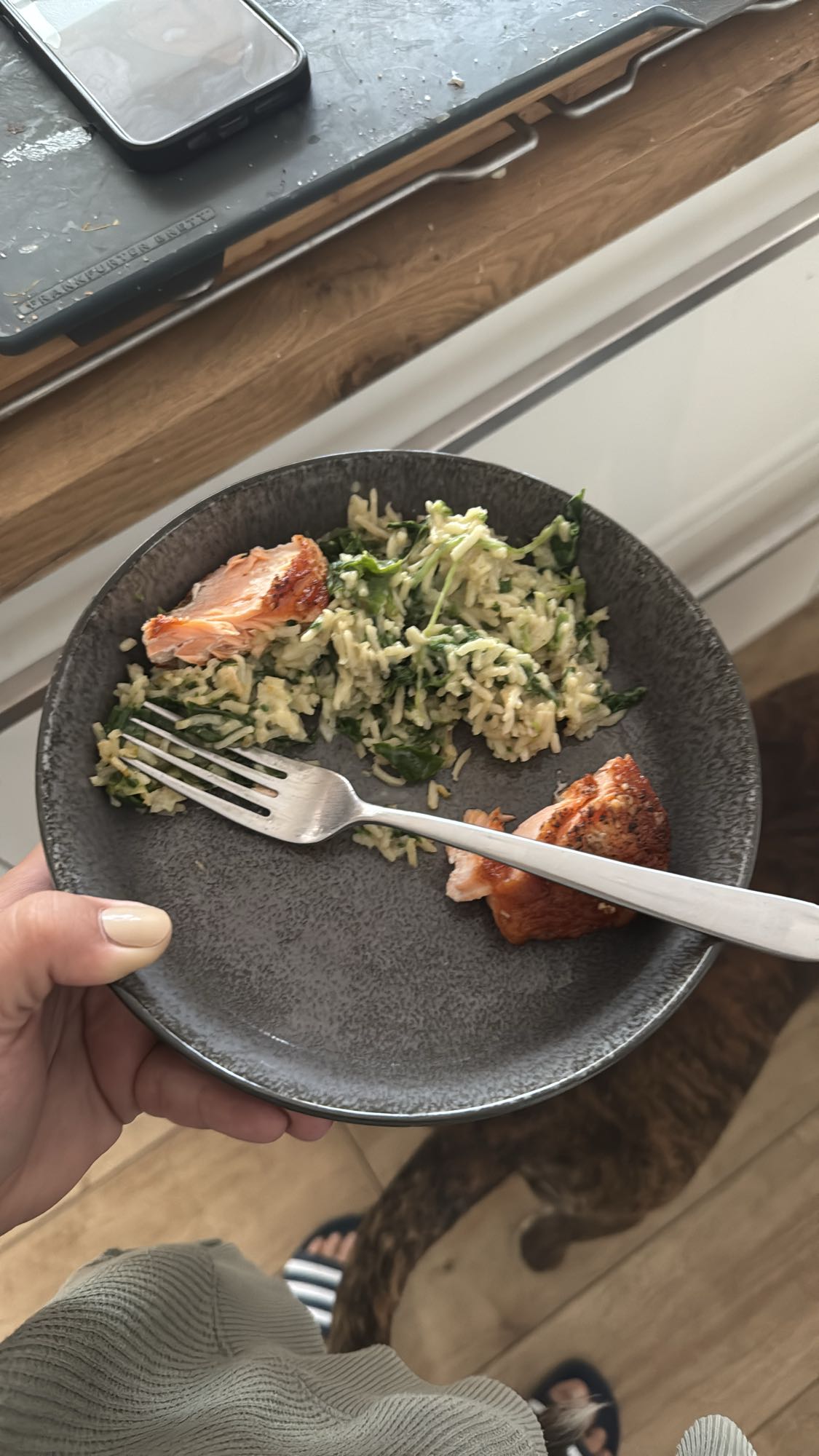 Zalm met rijst en spinazie