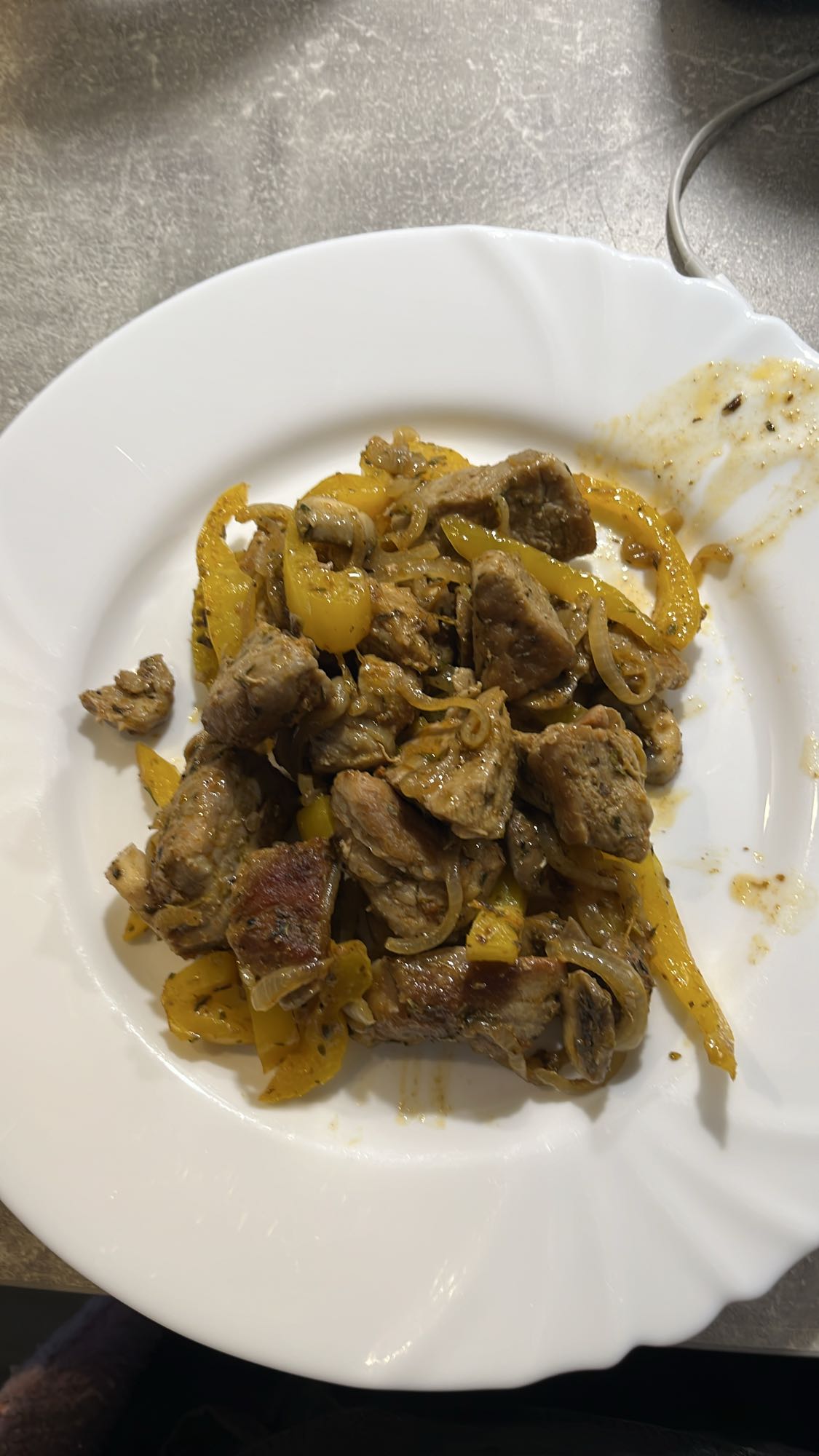 Pork stir fry with peppers