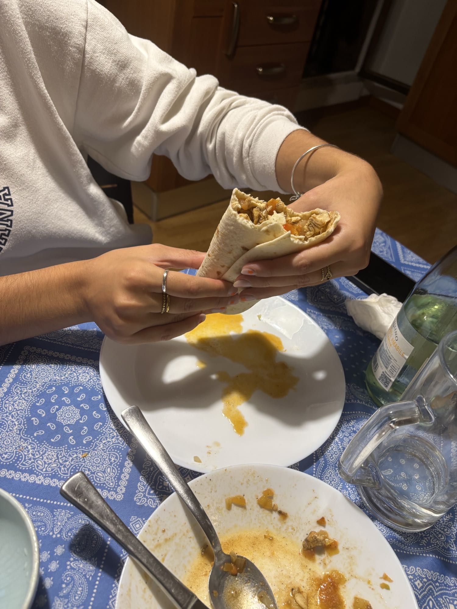 Burrito de pollo con y sin pimiento