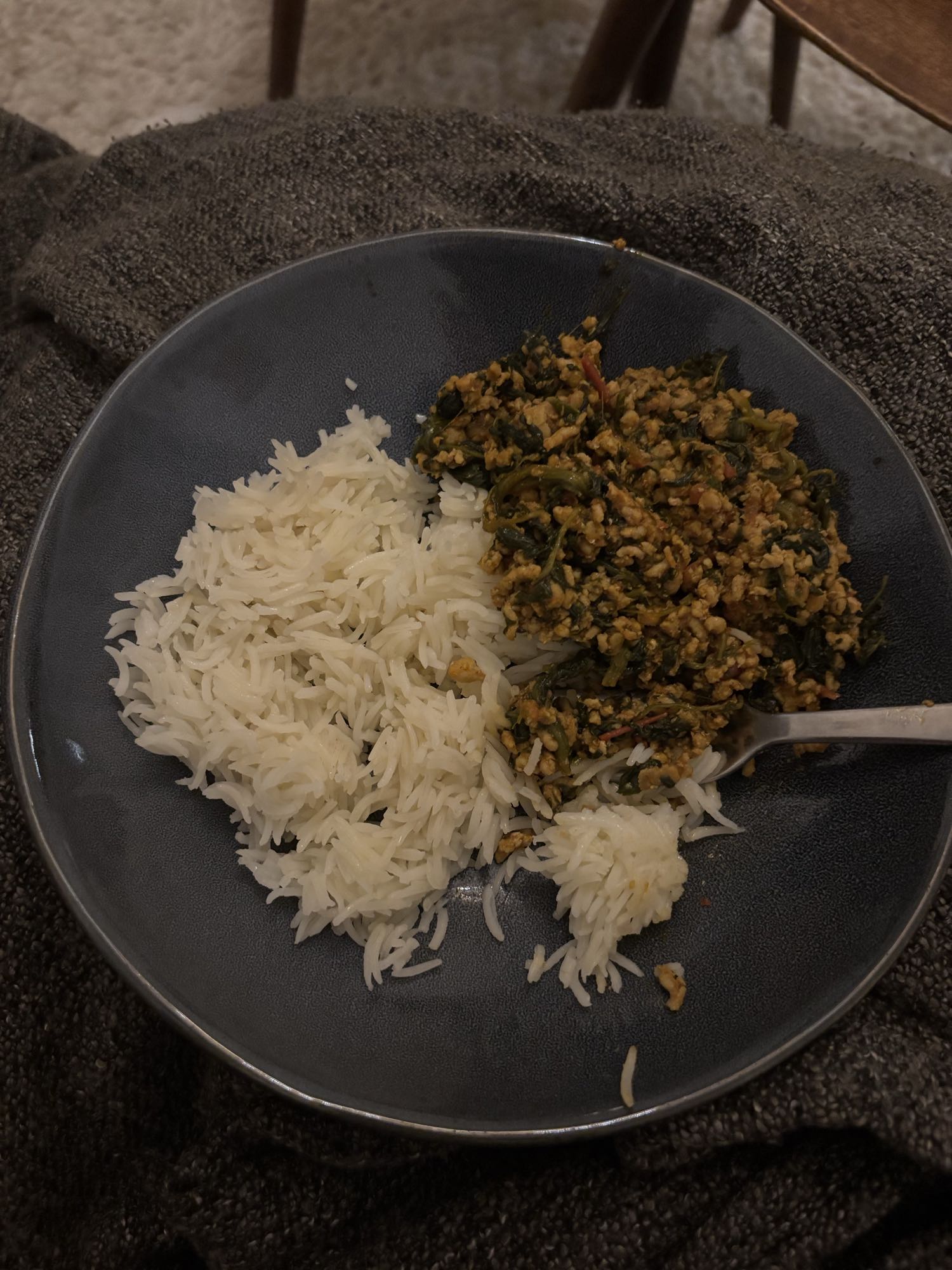 Ris med spenat och tofu