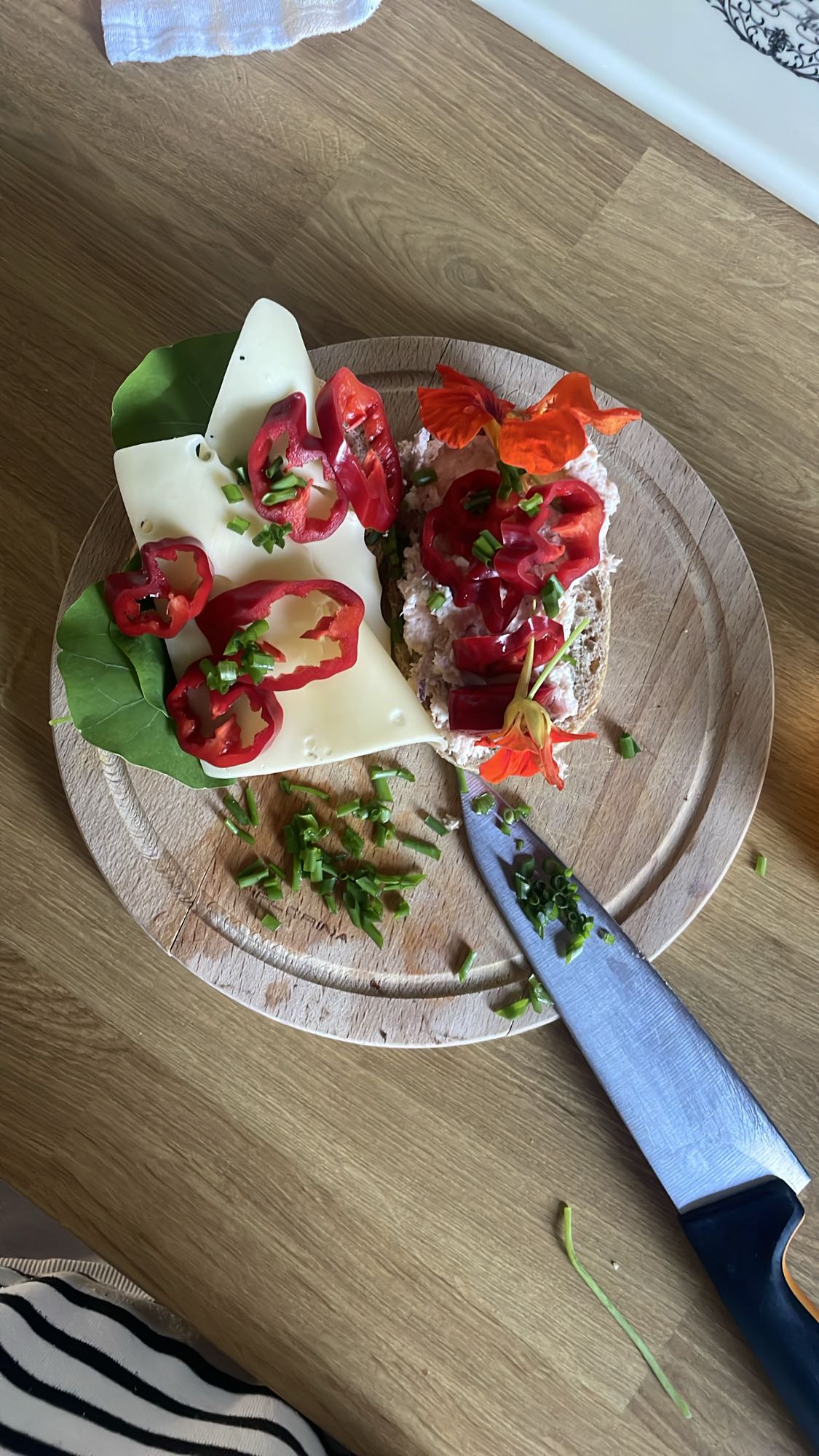 Kanapka z warzywami i pastą z twarogu i łososia