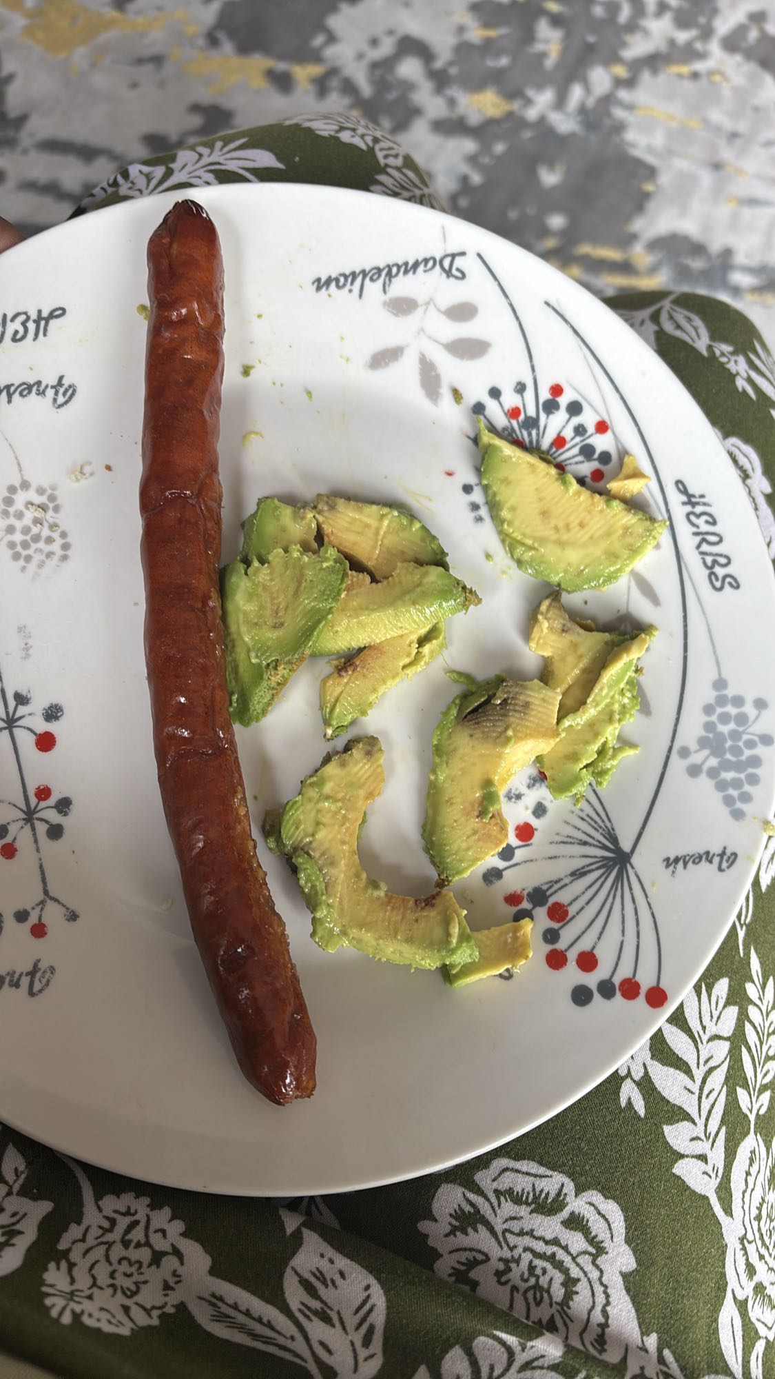 Sausage and Avocado Plate