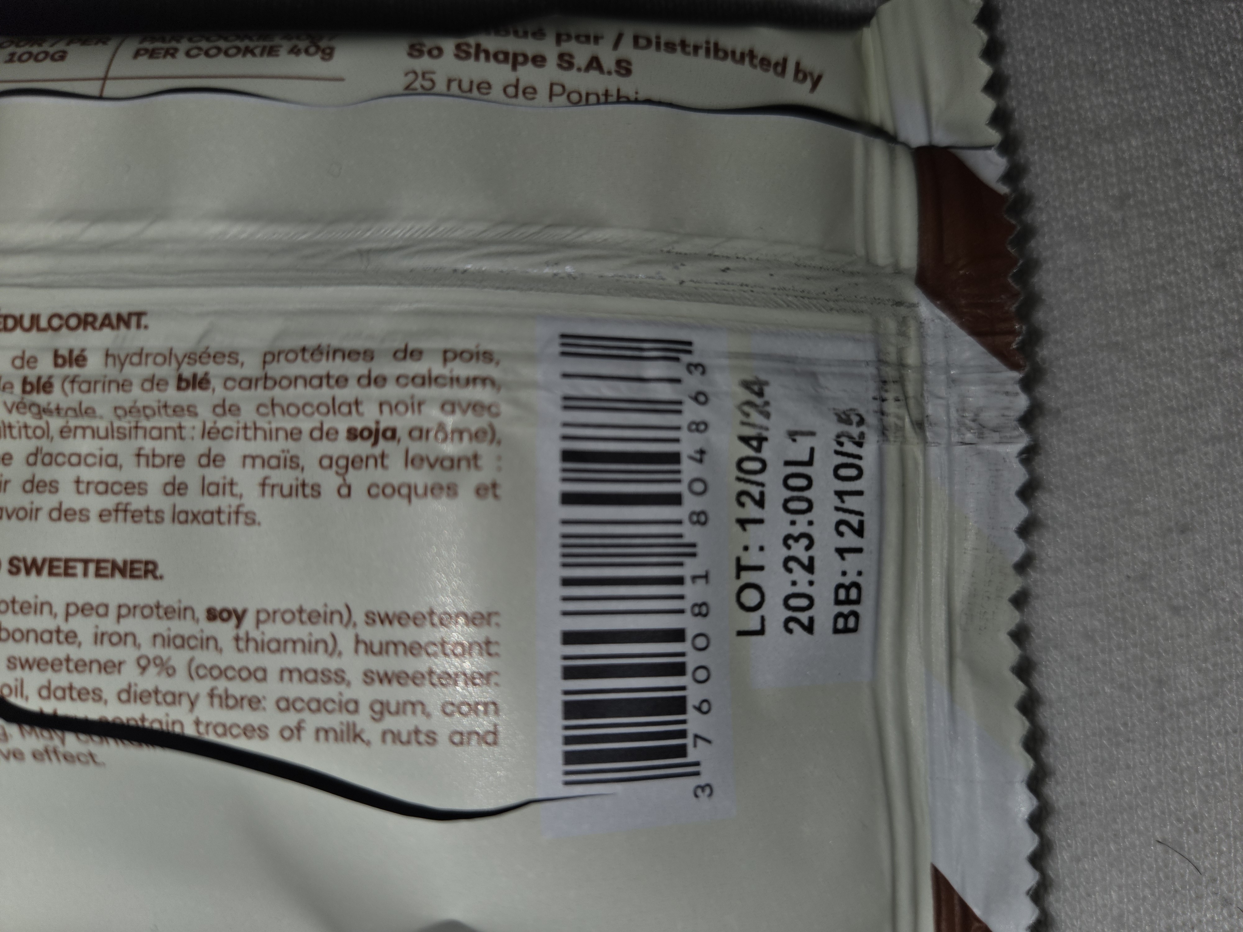 Biscuit protéiné chocolat