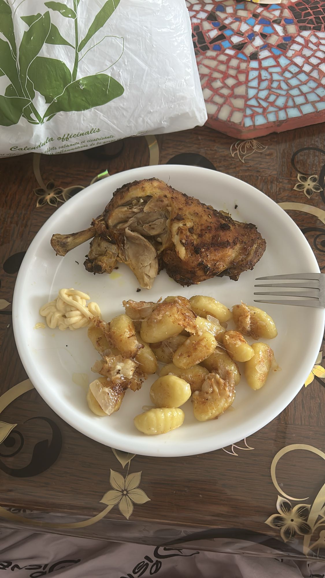 Poulet rôti et gnocchis