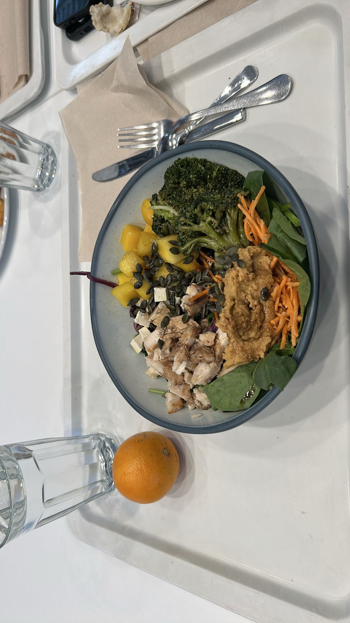 ensalada con pollo y hummus