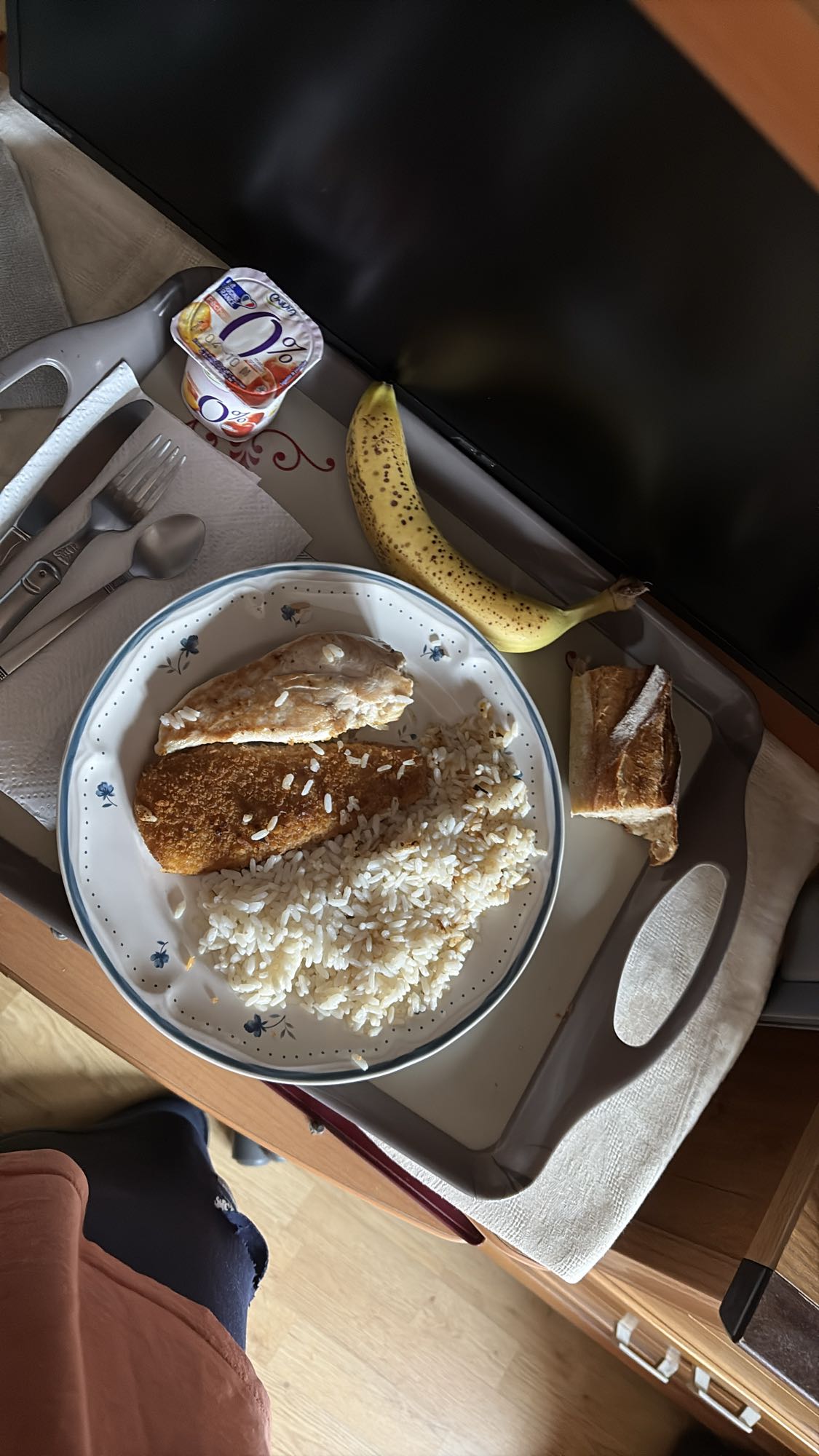 Poulet riz et dessert