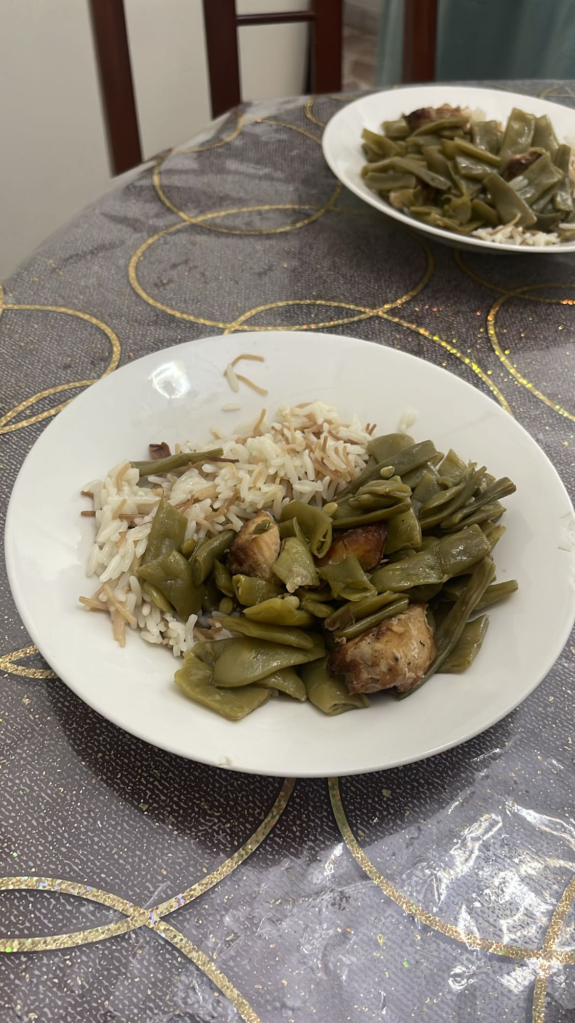 Rice with green beans and chicken