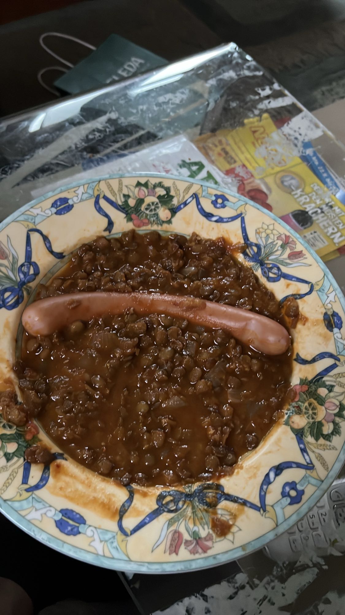 Linseneintopf mit Wurst