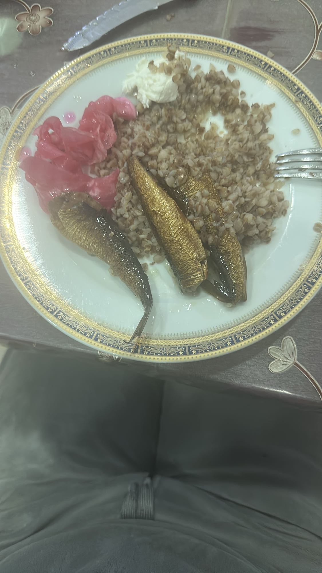 Buckwheat with smoked fish