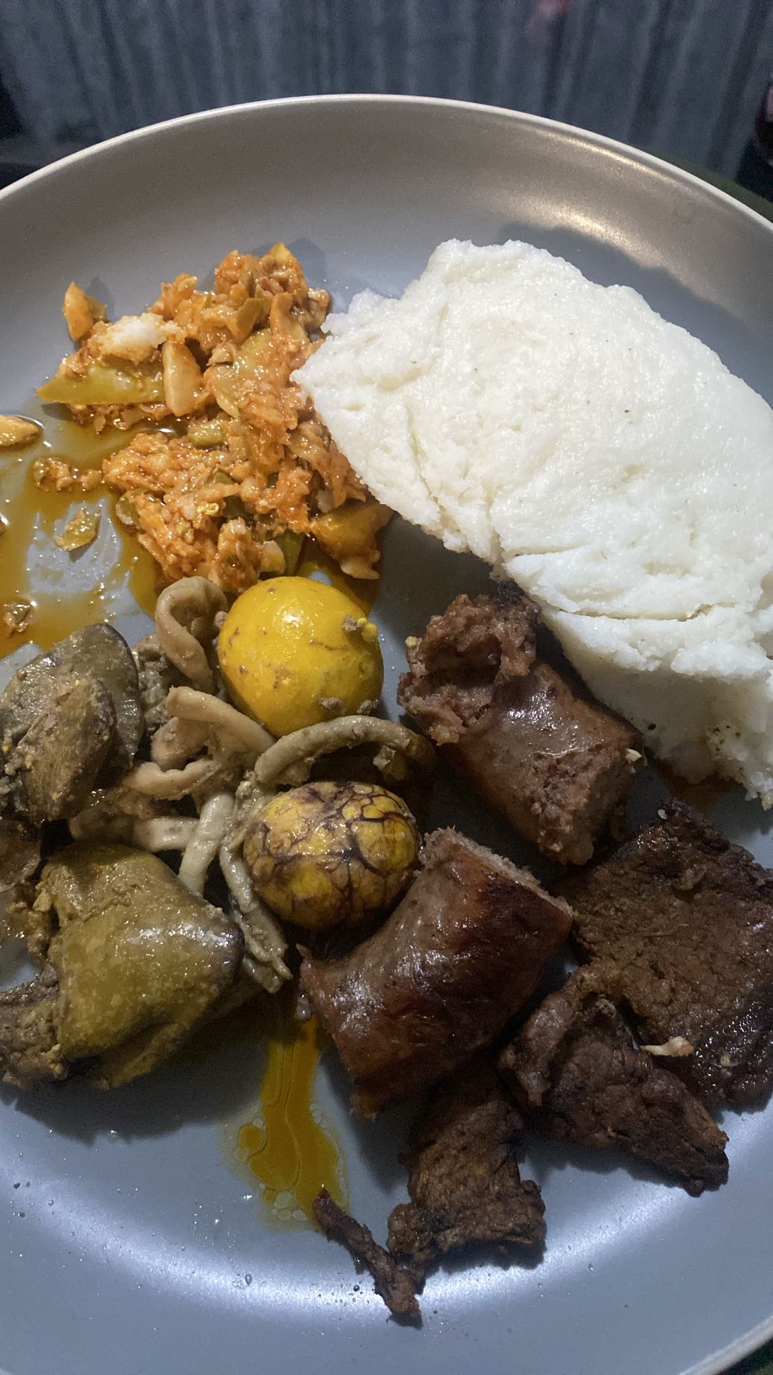 Pap with assorted meats