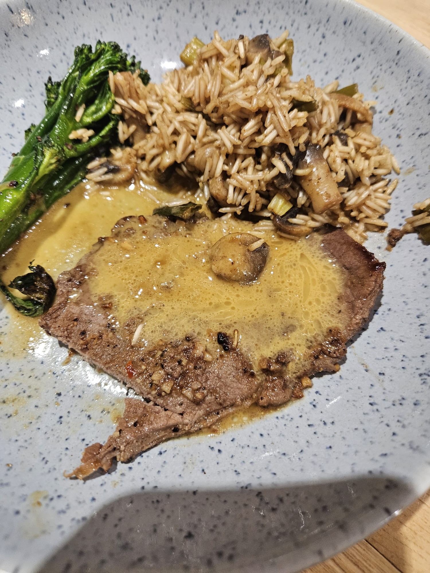 Beef with rice and greens