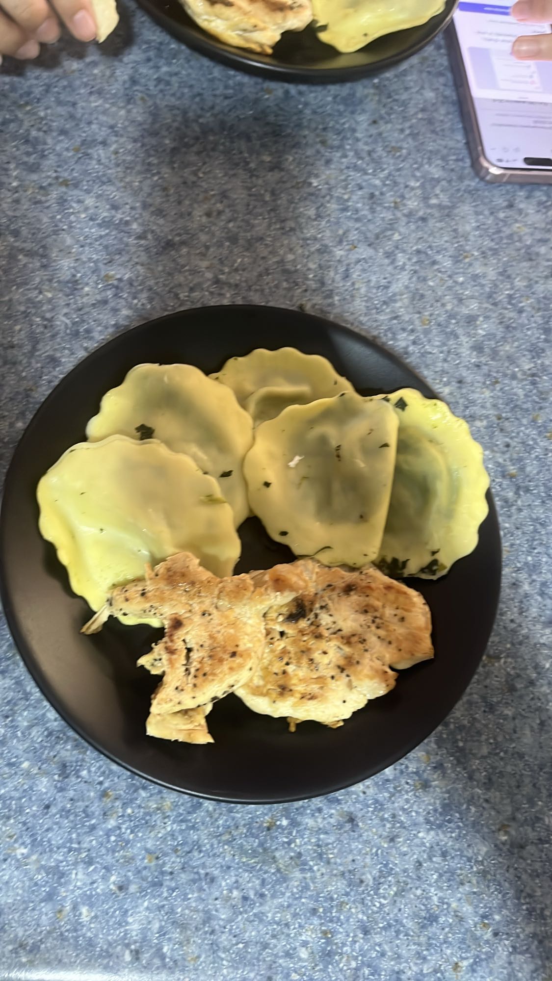 Chicken with ravioli