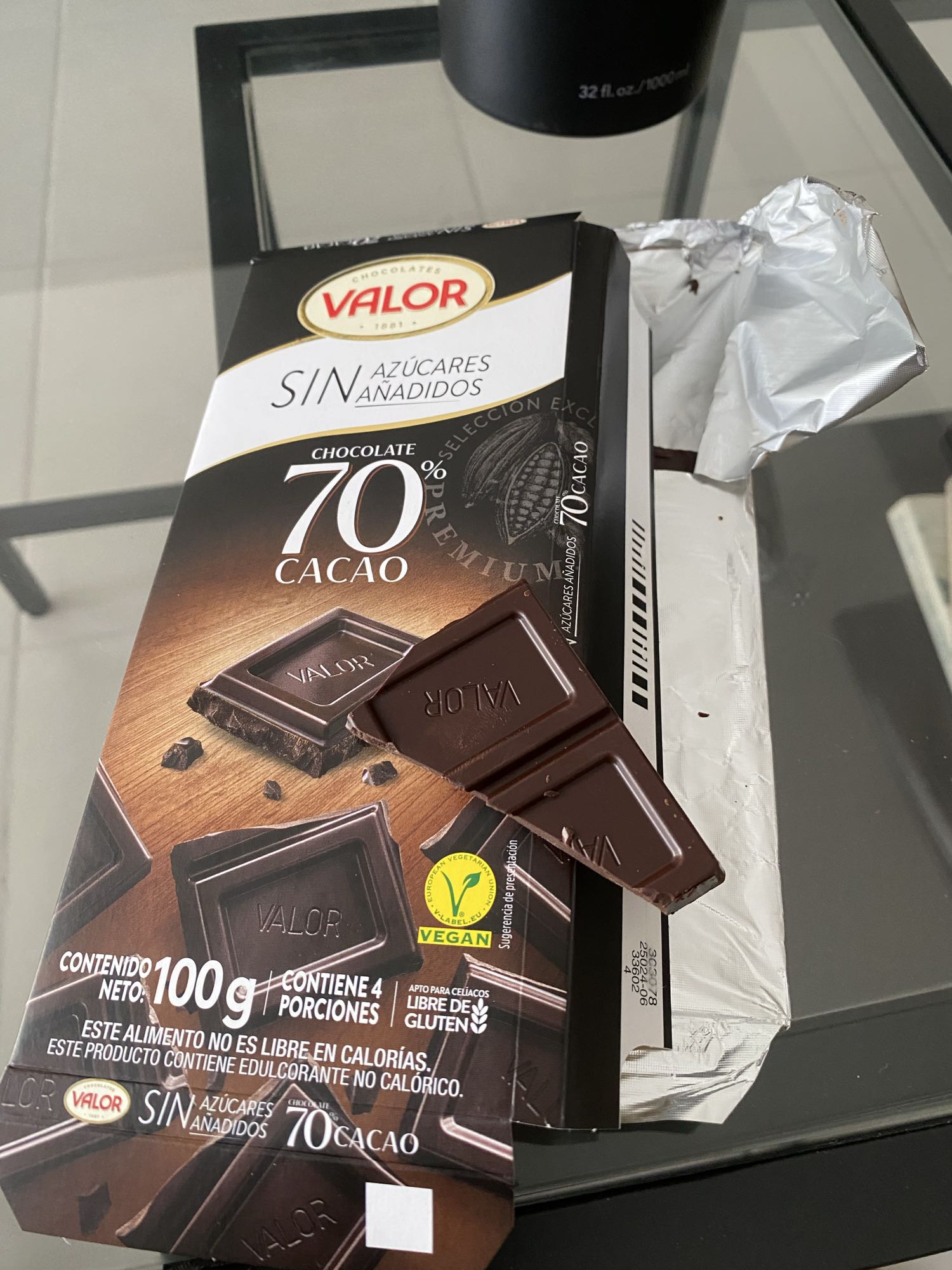 Chocolate negro 70% sin azúcar