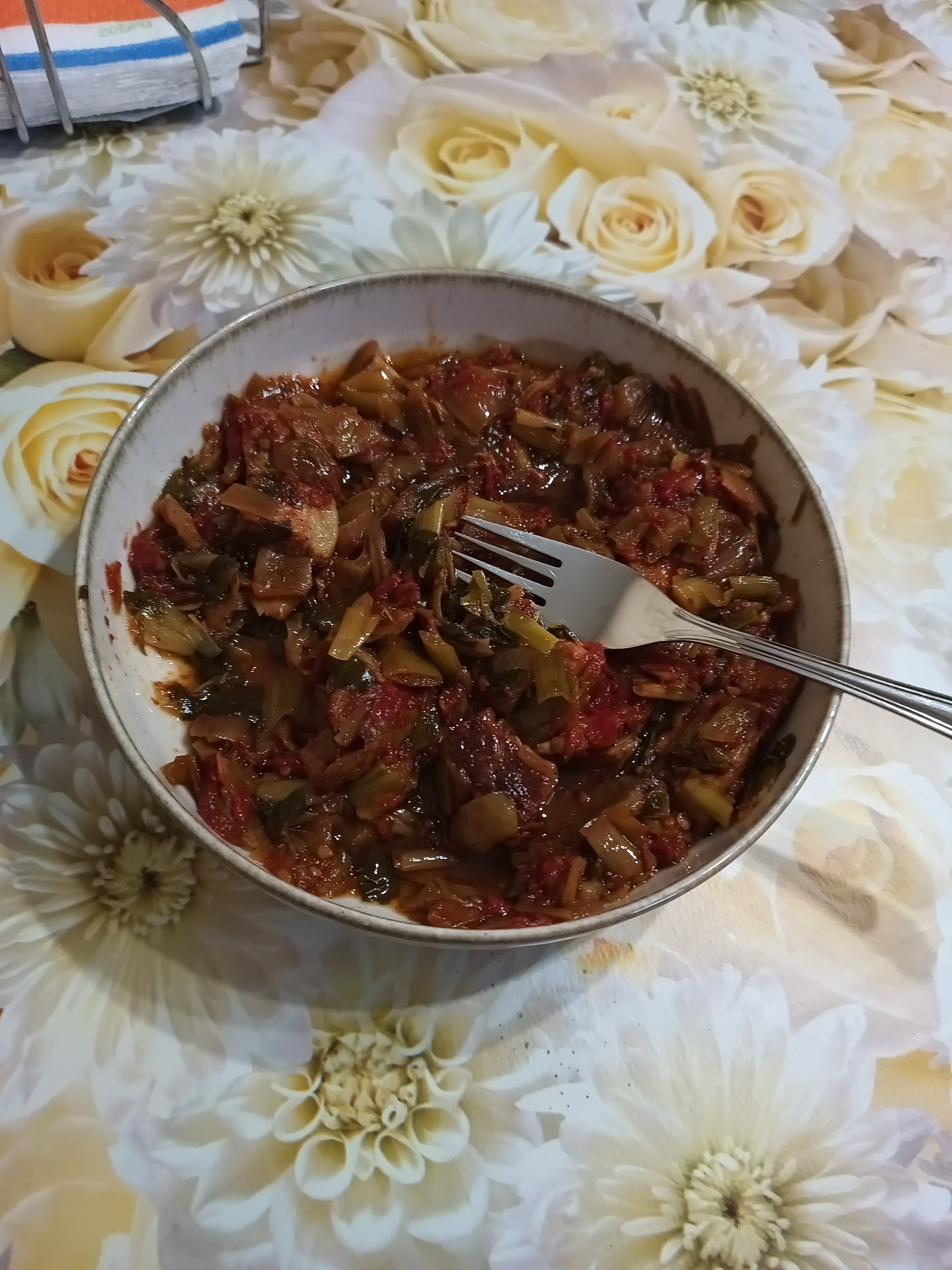 Braised Leek with Tomato