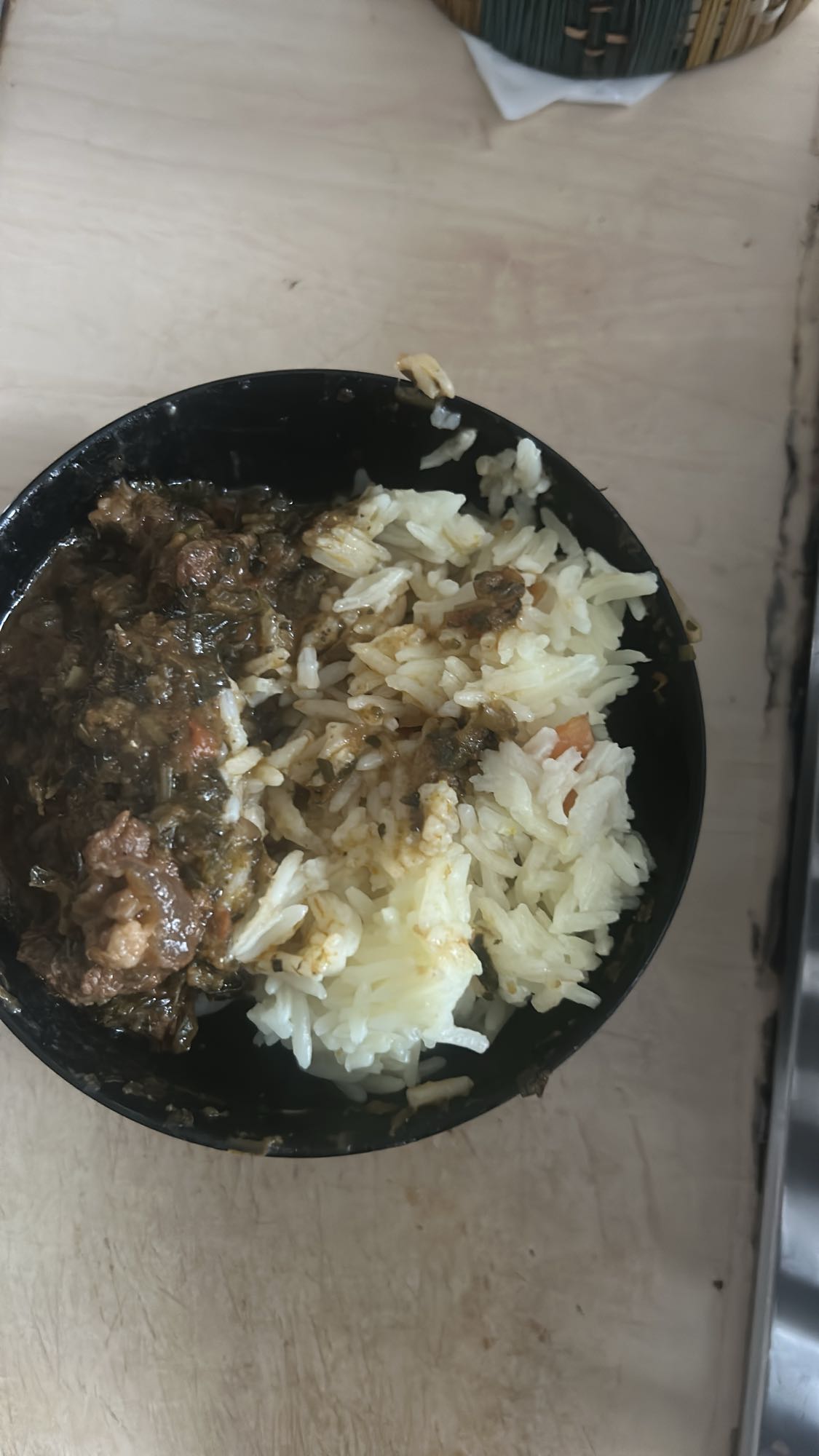 Rijst met rundvleesstoofpot