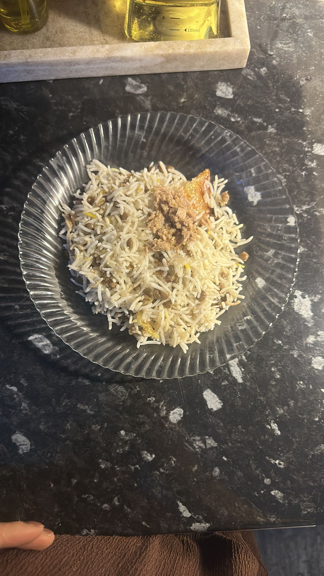 Ris med linser och tonfisk