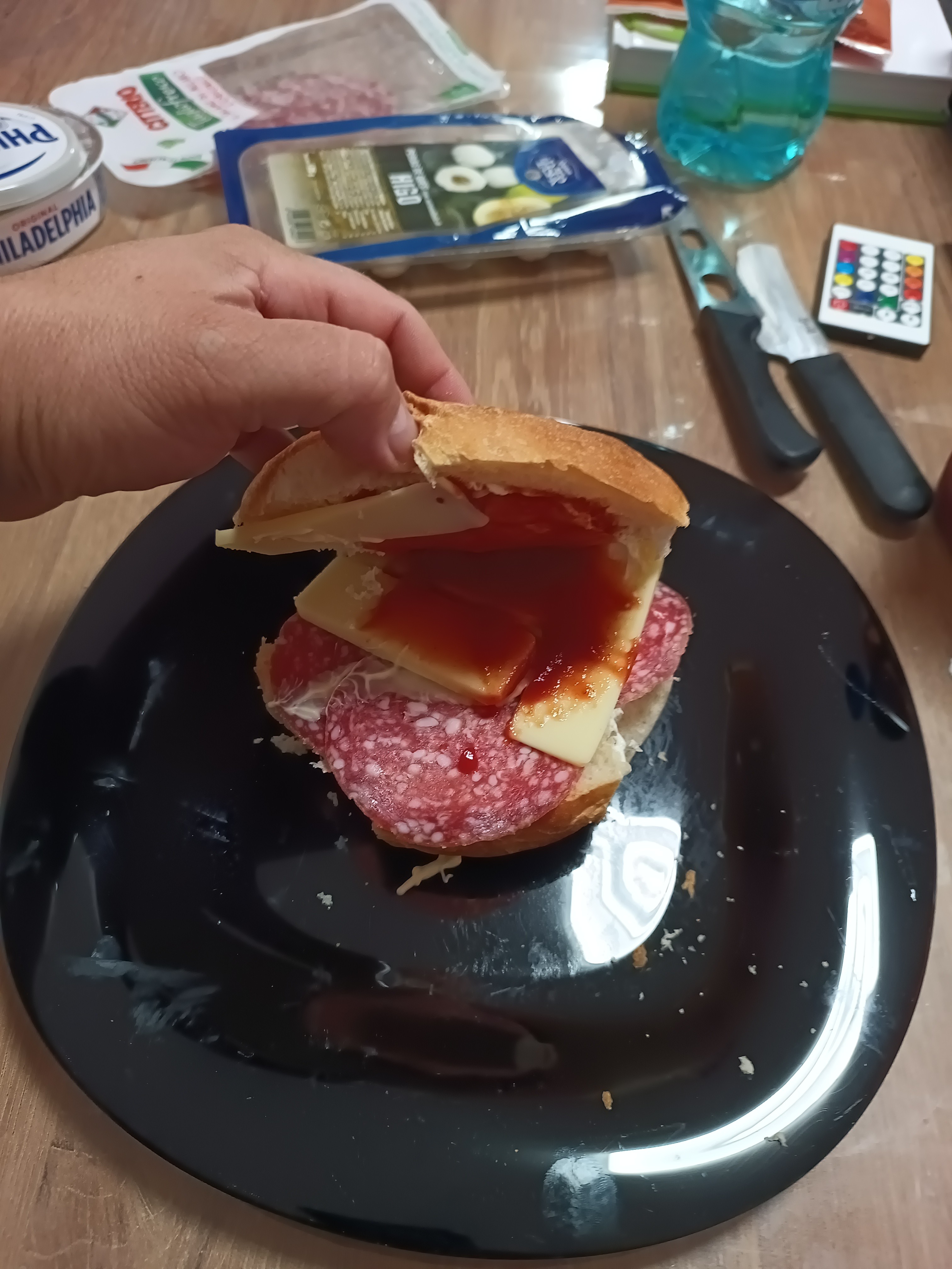 Salami Cheese Sandwich