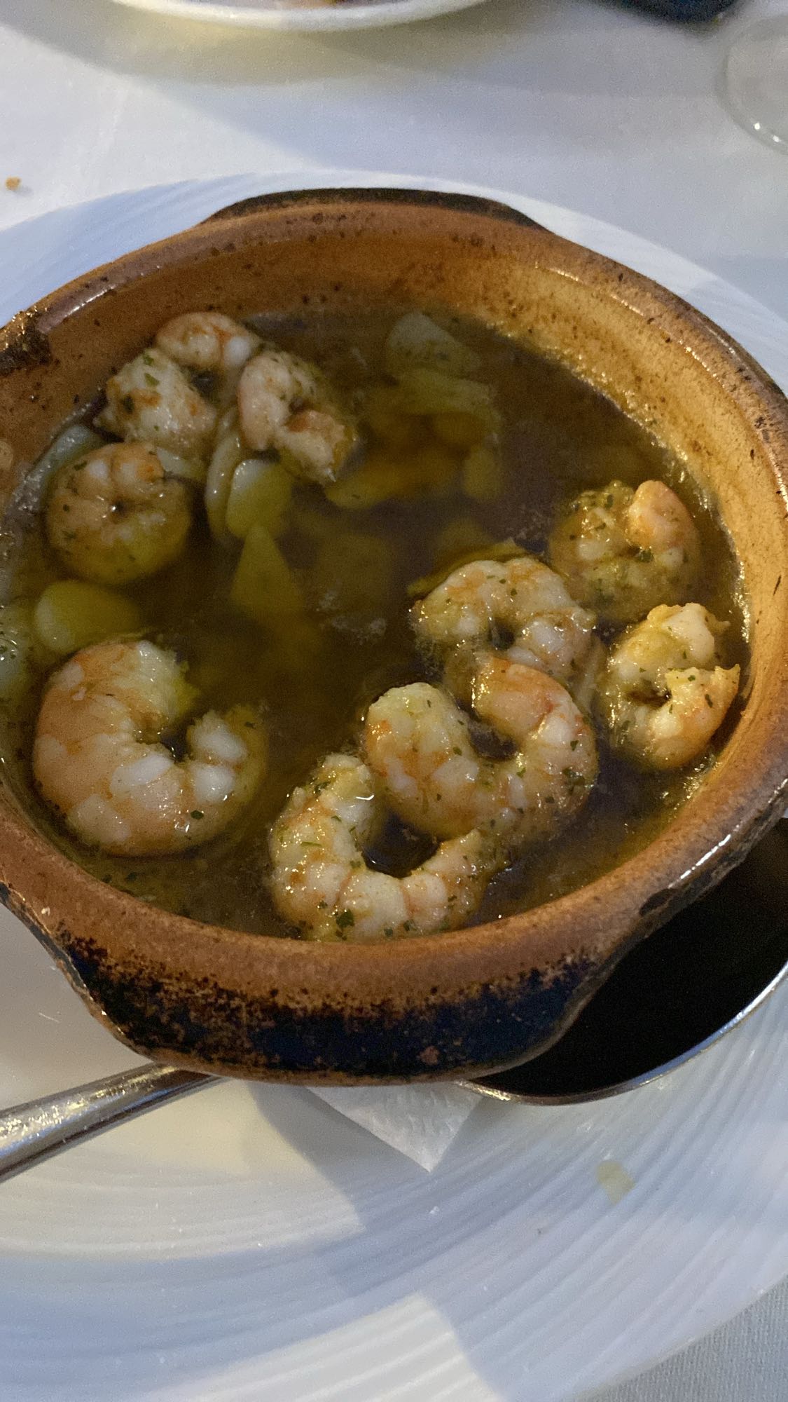 Garnalen in knoflookolie