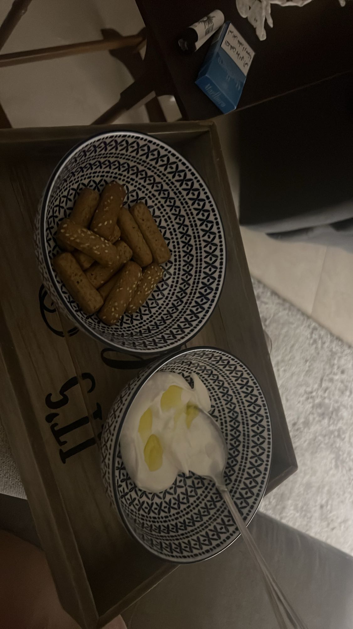 Yogurt and Breadsticks