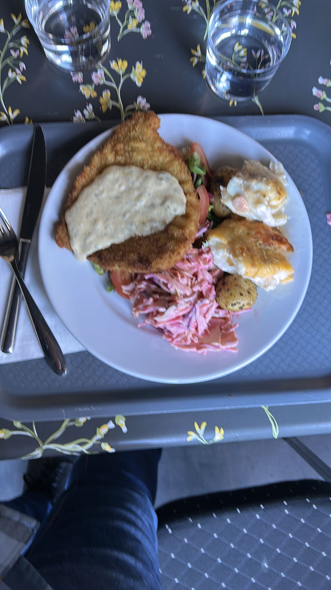 Schnitzel med sallad och gratäng