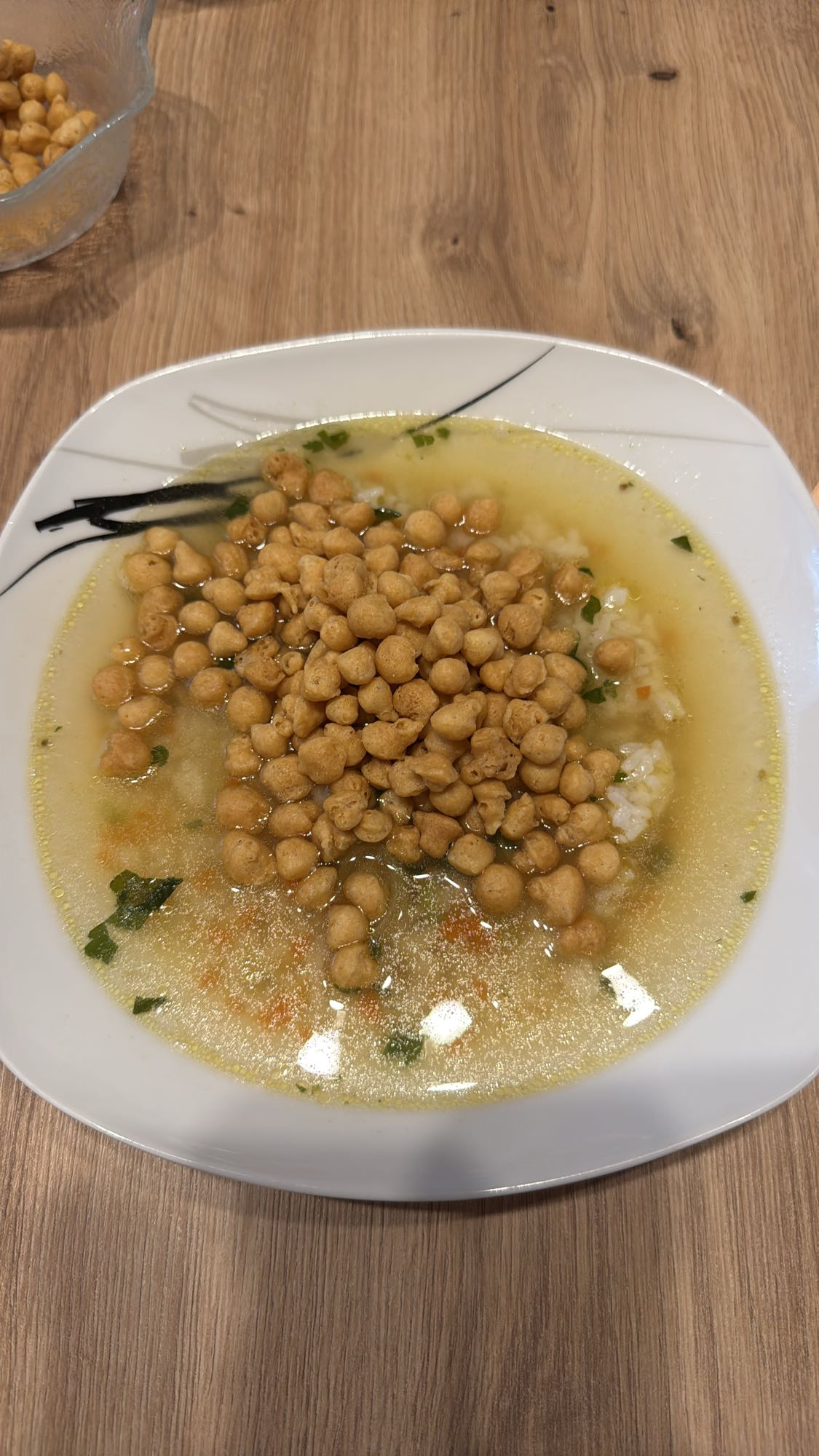 Reissuppe mit Croutons