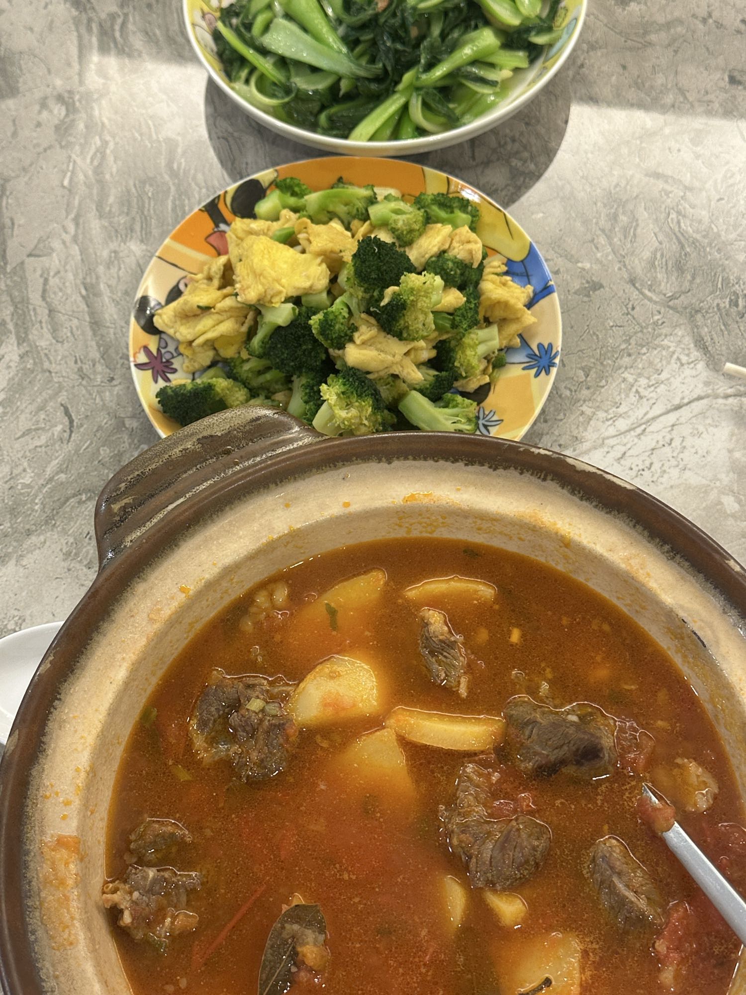 Beef stew with veggies & egg