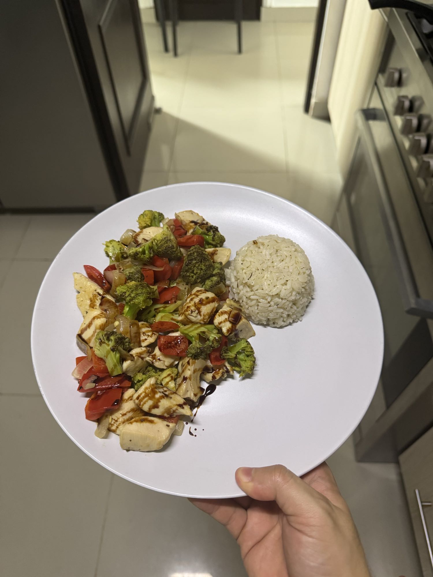 Pollo con verduras y arroz