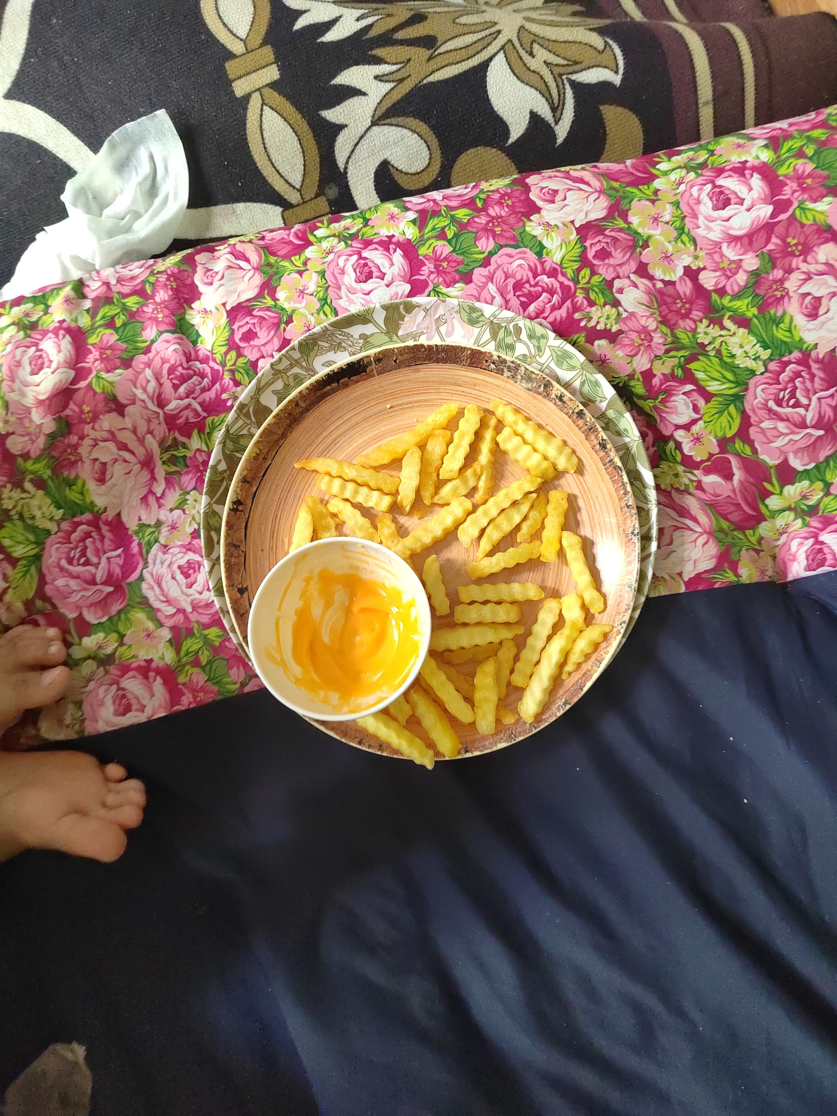 Fries with cheese dip