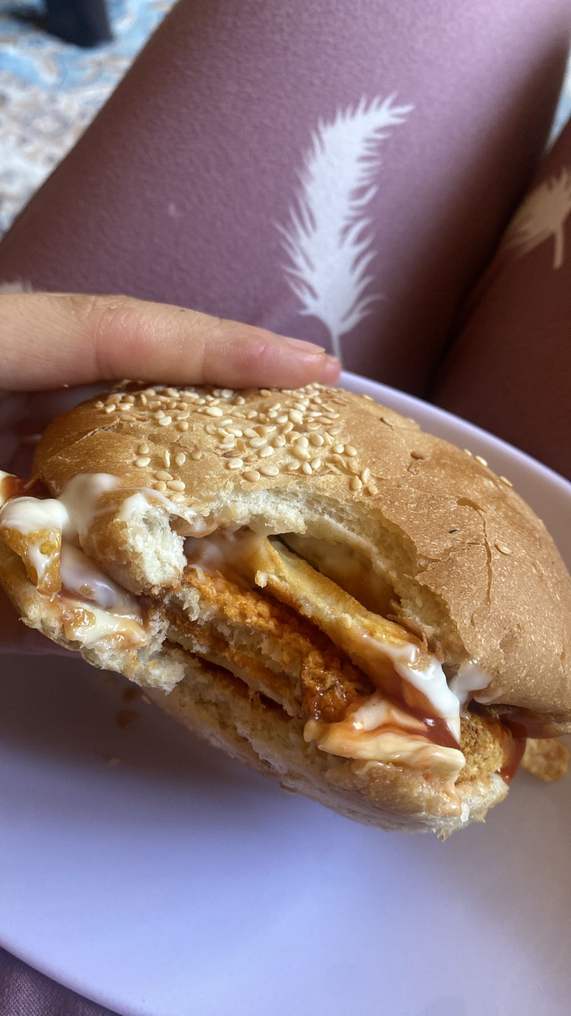 Chicken burger with sauce