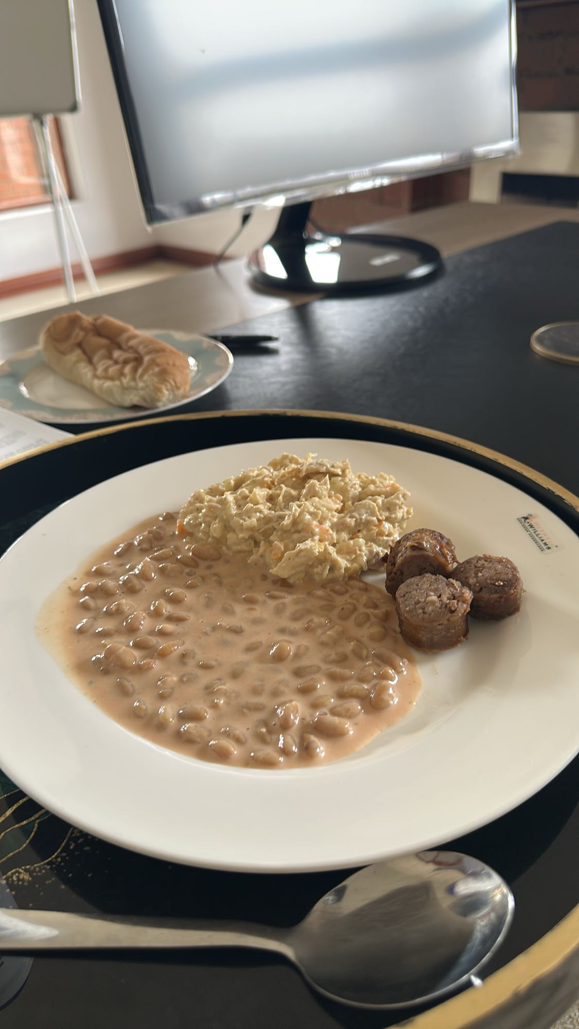 Beans, salad & sausage