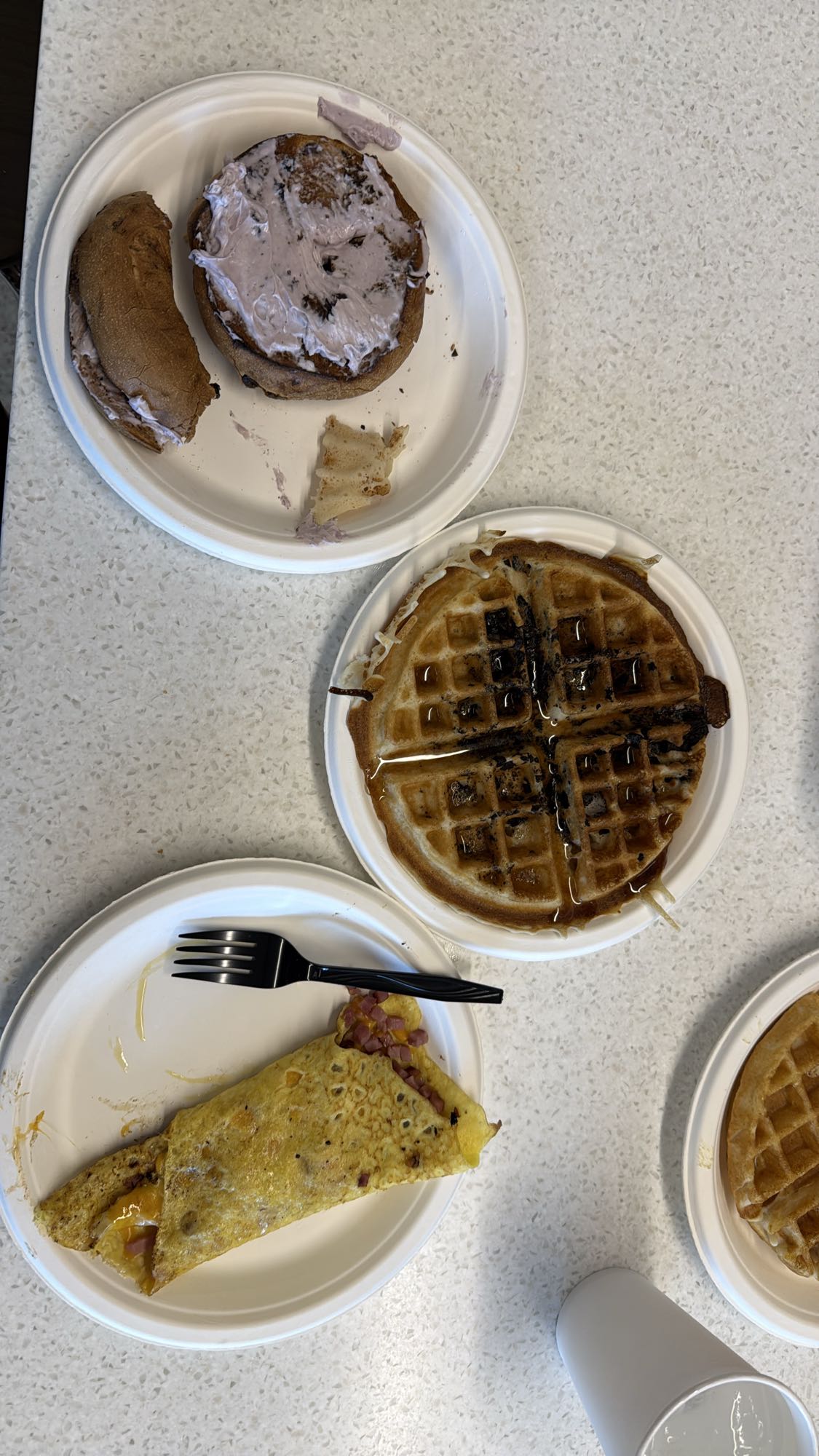 Waffles, Bagel, Omelette