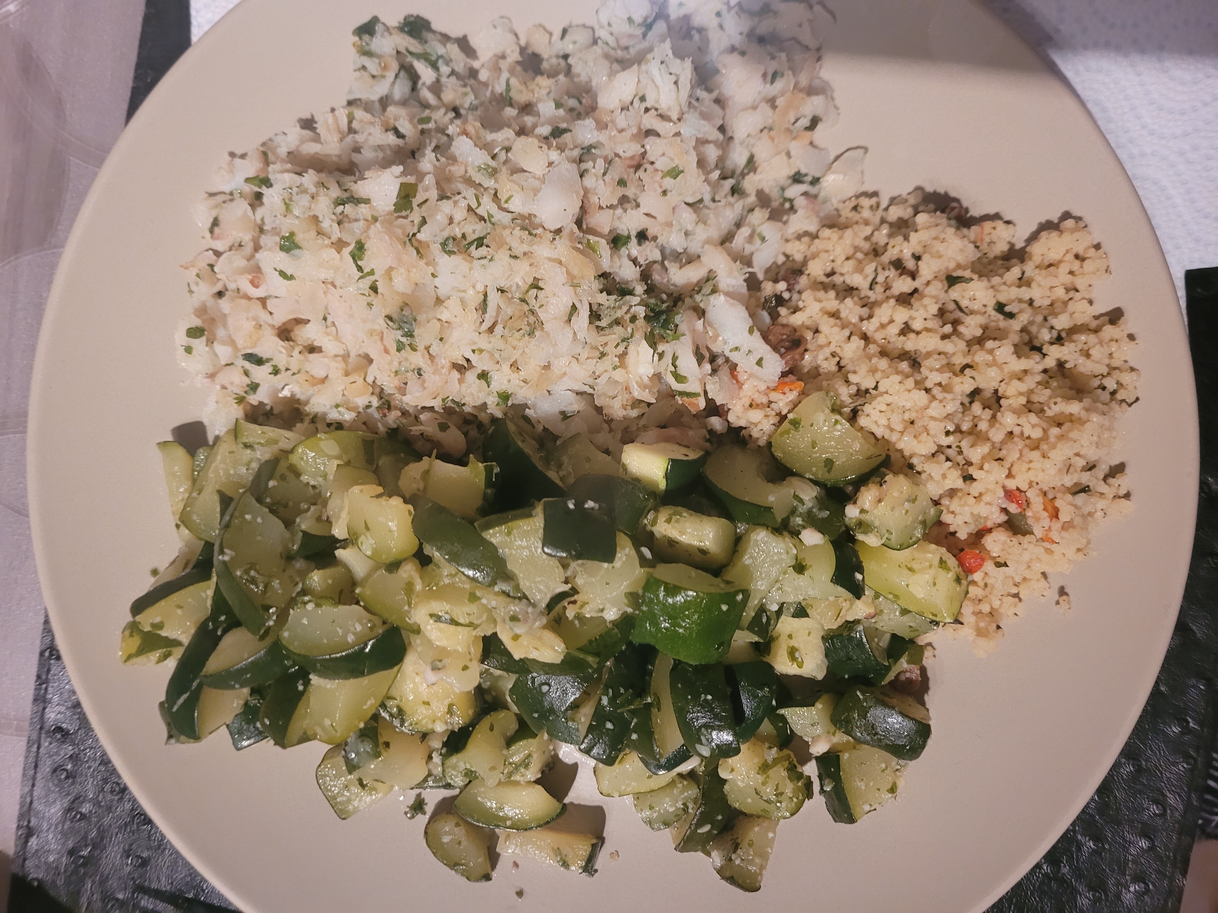 Cabillaud, courgettes, couscous